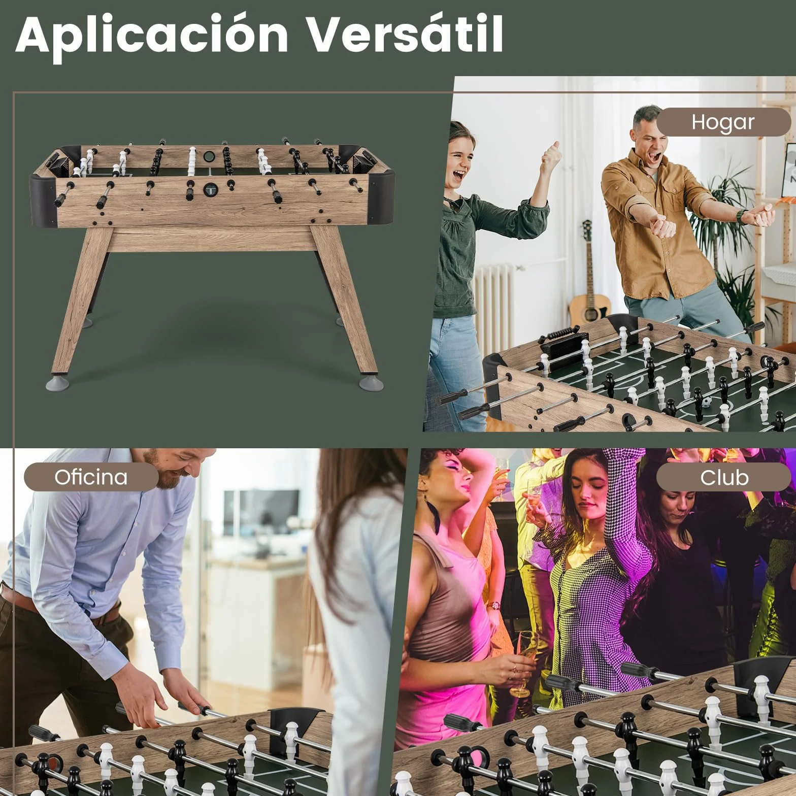 COSTWAY Futbolín de Madera, Mesa de Juego de Fútbol de Arcade con 2 Pelotas y 26 Jugadores, 2 Marcadores de Cuentas, Niveladores de Patas Ajustables para Niños y Adultos, para Sala de Juegos, Fiestas
