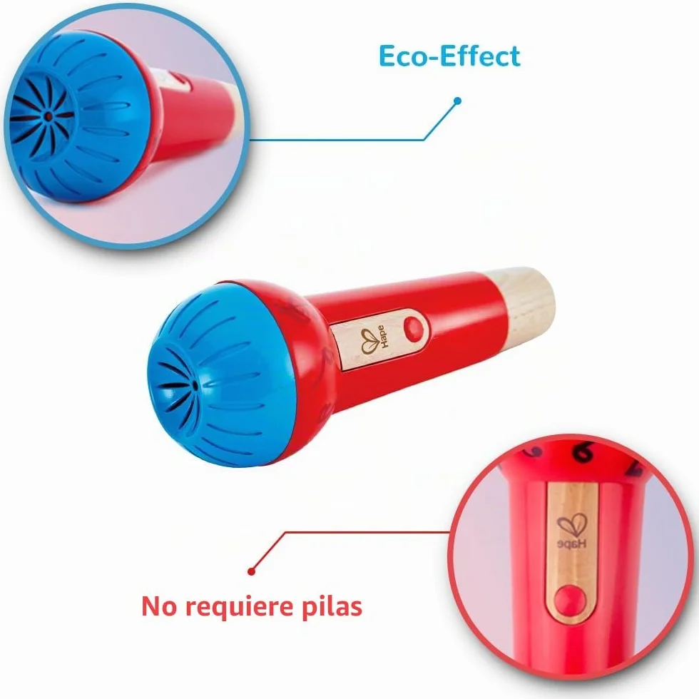 Hape Micrófono Eco Prodigioso, Micrófono de Juguete con Amplificador de Voz Sin Pilas para Niños y Niñas a Partir de 1 Año (el embalaje puede variar)