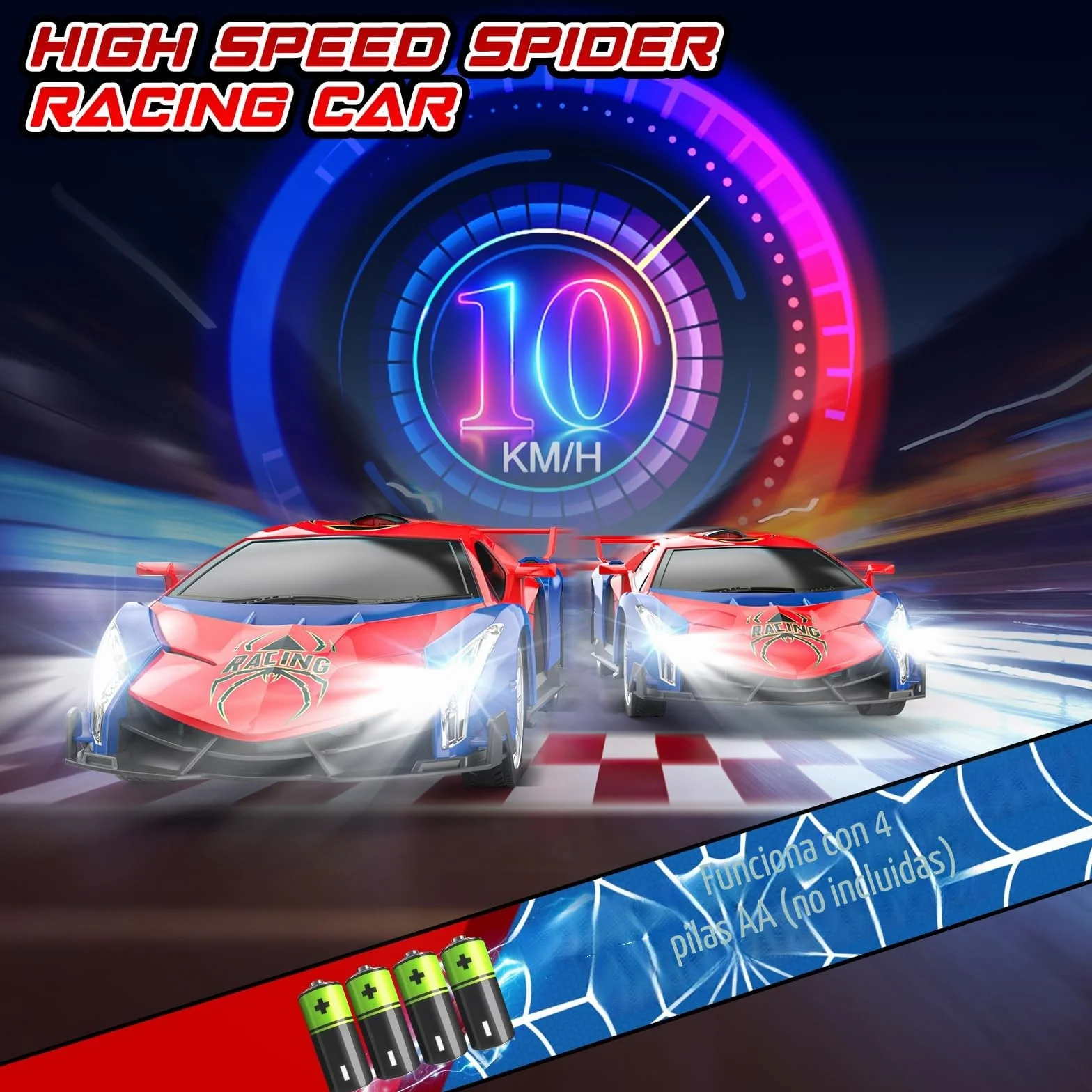 Mieryd Coche Teledirigido, Escala 1/18 Coches de Carreras Alta Velocidad Juguetes Niños 3 4 5 6 7 8 9 10 Años Juegos al Aire Libre Interior Drift RC Car con Luces Regalo Cumpleaños Navidad Niño Niña