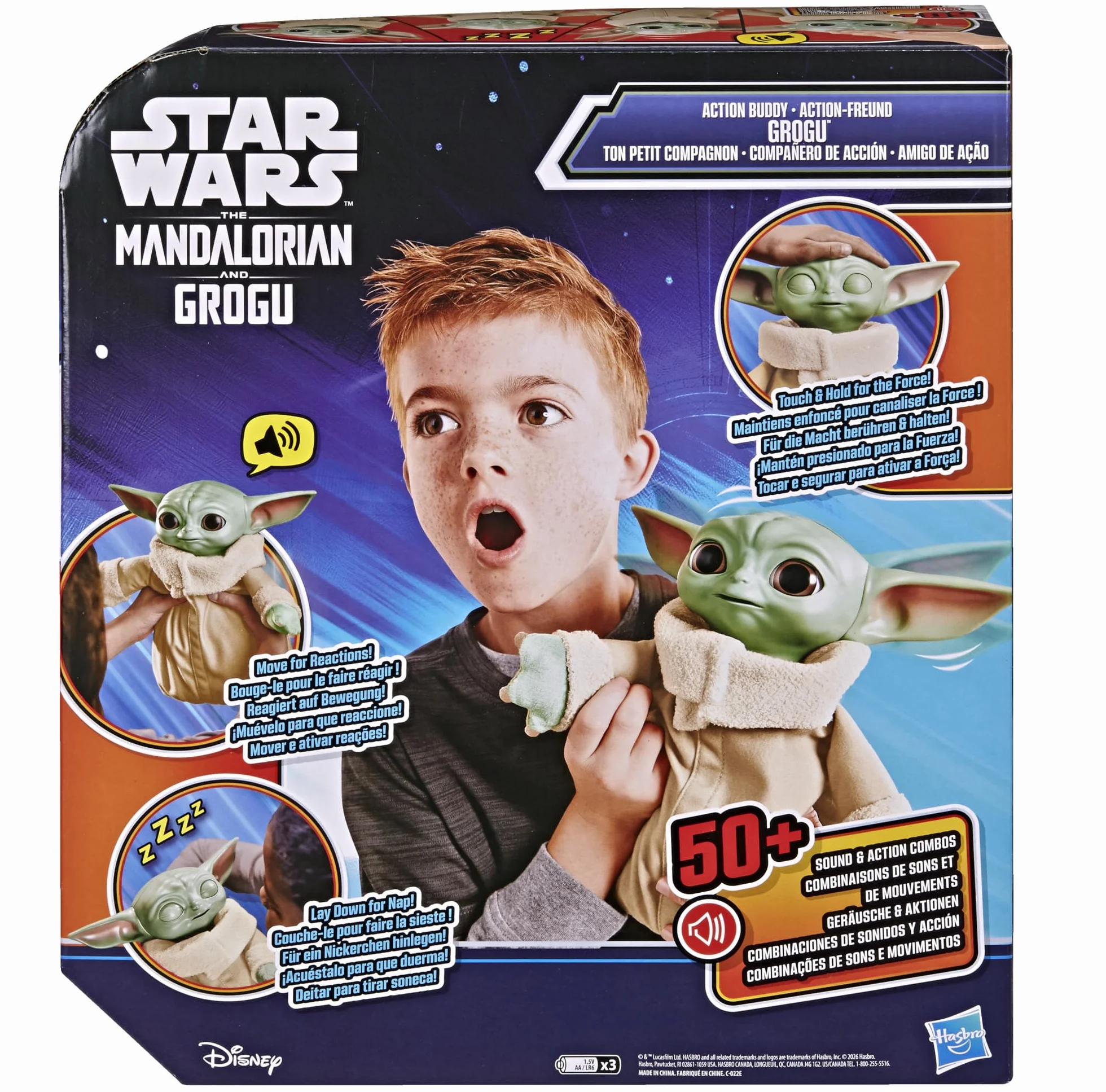 Star Wars, Grogu Compañero de acción, Peluche animatrónico Interactivo de 25 cm, The Mandalorian & Grogu, Juguetes para niños y niñas a Partir de 4 años