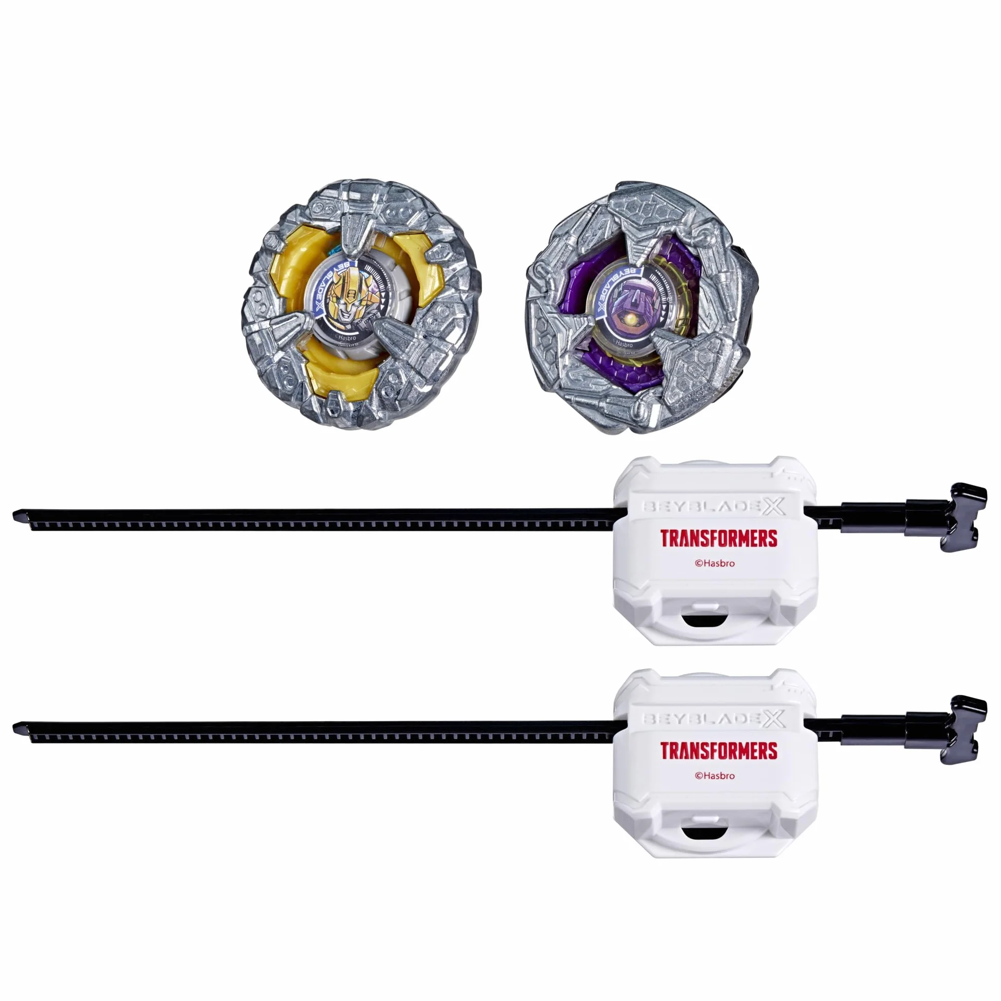 Colaboración Beyblade X and Transformers, Bumblebee 3-60GP vs. Shockwave 5-80O