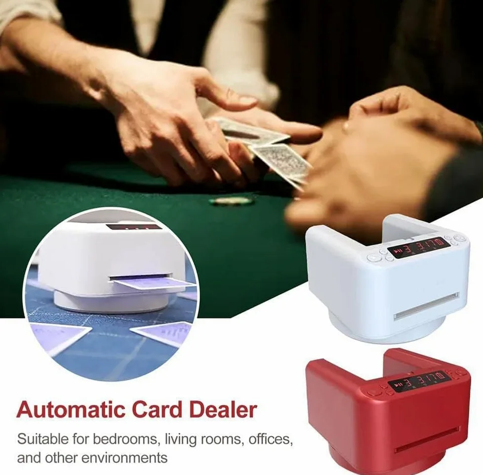 Repartidor de Cartas Eléctrico, Distribuidor de Cartas de Póquer Giratorio de 360°, Barajador de Cartas Automático, con Pantalla LED, Accesorios de Mesa de Naipes de Casino