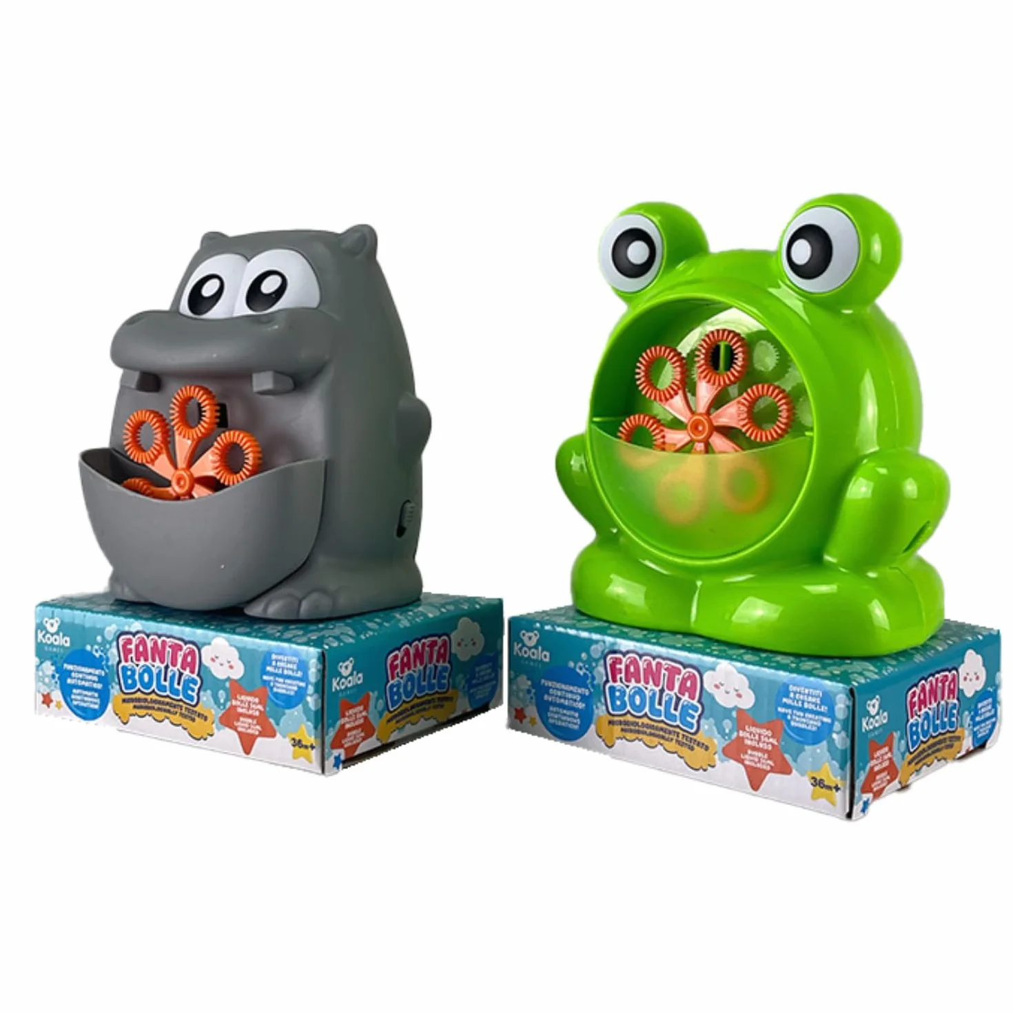 BEPER Máquina de Burbujas para Niños – Forma de Animal (Hipopótamo o Rana) – Funcionamiento Continuo – 56 ml de Líquido Incluido, Pilas No Incluidas