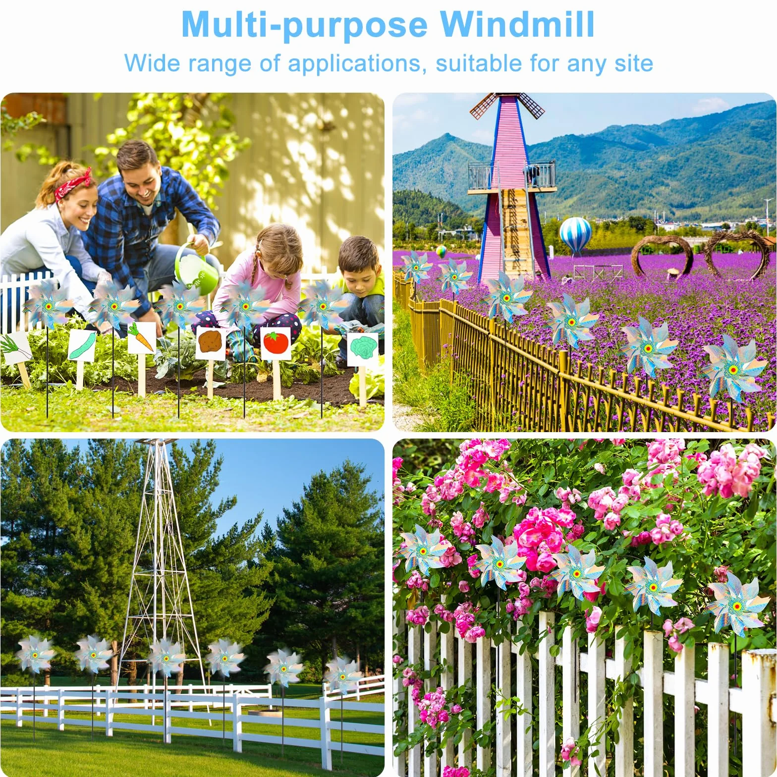 6 Piezas Molino de Viento para Huerto, Molino de Viento Repelentes de Pájaros, Molinillos de Viento para Pajaros, para Control de Aves Decoración para Jardines Huertos Patios