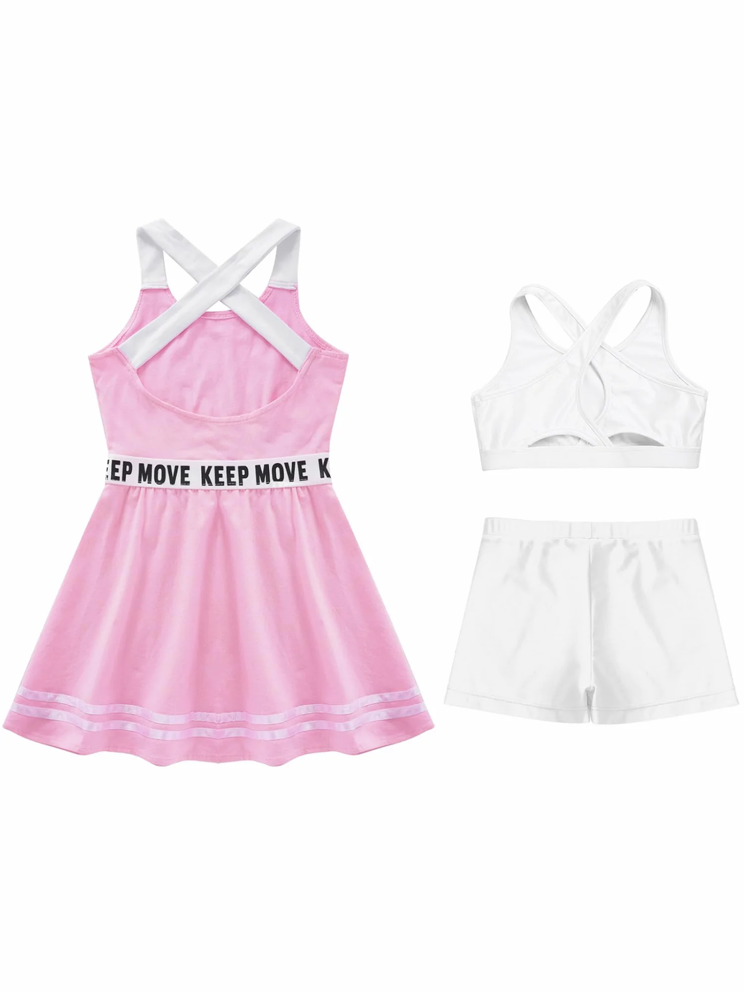 Traje de tenis para niña sin mangas vestido de golf top pantalones cortos entrenamiento juego ropa deportiva