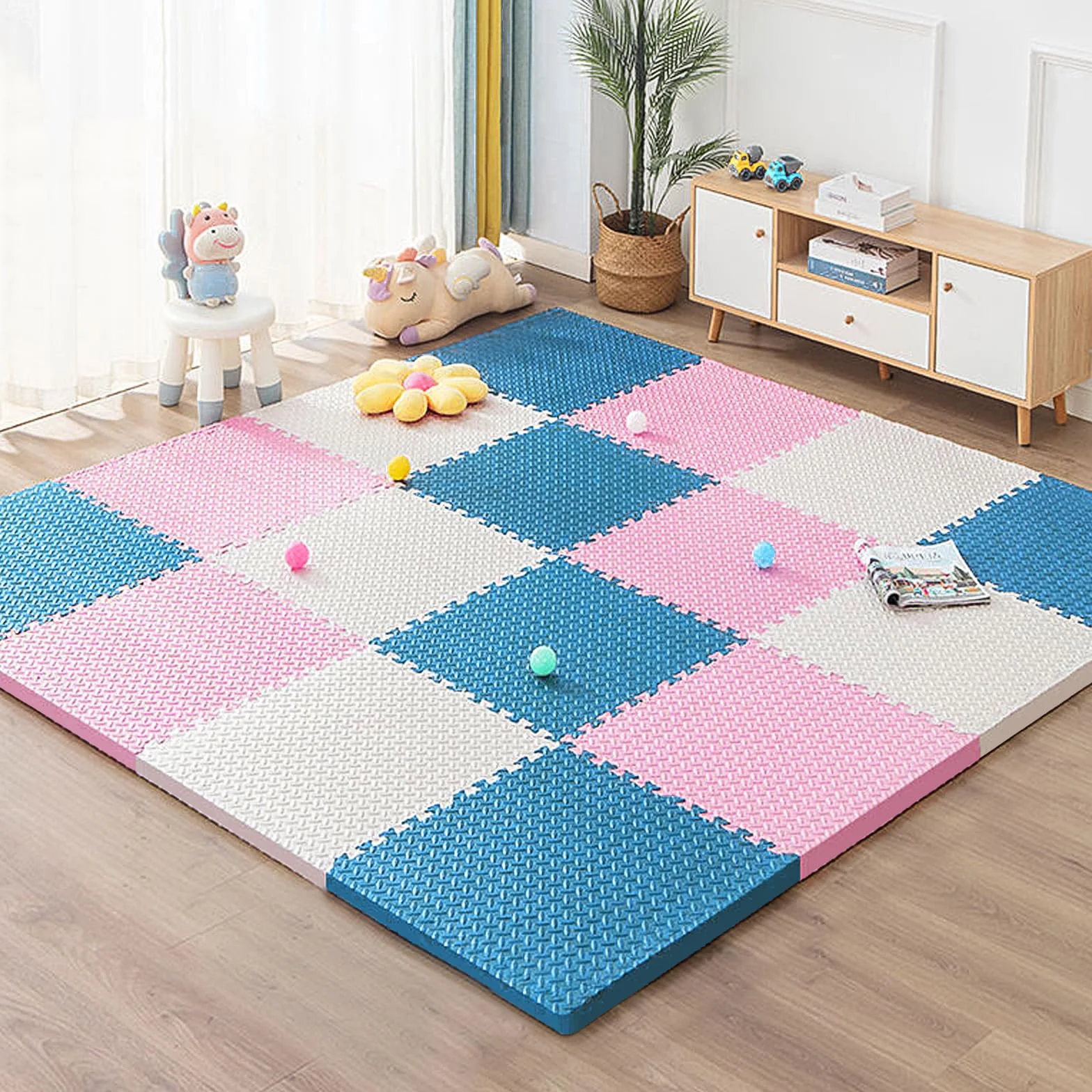 Alfombra Puzzle Bebé, 16 Piezas Colchoneta Bebé Suelo, Alfombra Infantil, Suelo de Goma EVA Suave, Tapete de Juego, Alfombra Gateo Bebe En Espuma EVA, 30 * 30 * 1cm
