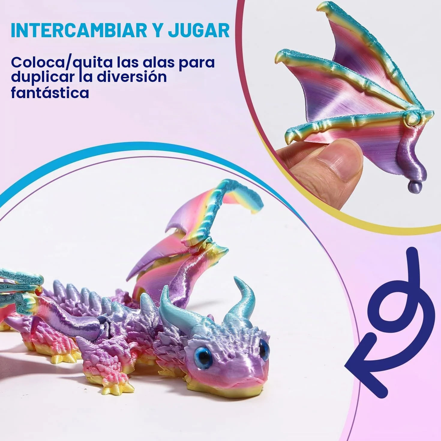 Dragón Articulado con Alas Impreso en 3D – Fidget spinner Flamewing, juguete de Cómo entrenar tu dragón, Dragon Juguete Flexible con Articulaciones Móviles, Decoración Hogar y Oficina, Regalo Navidad