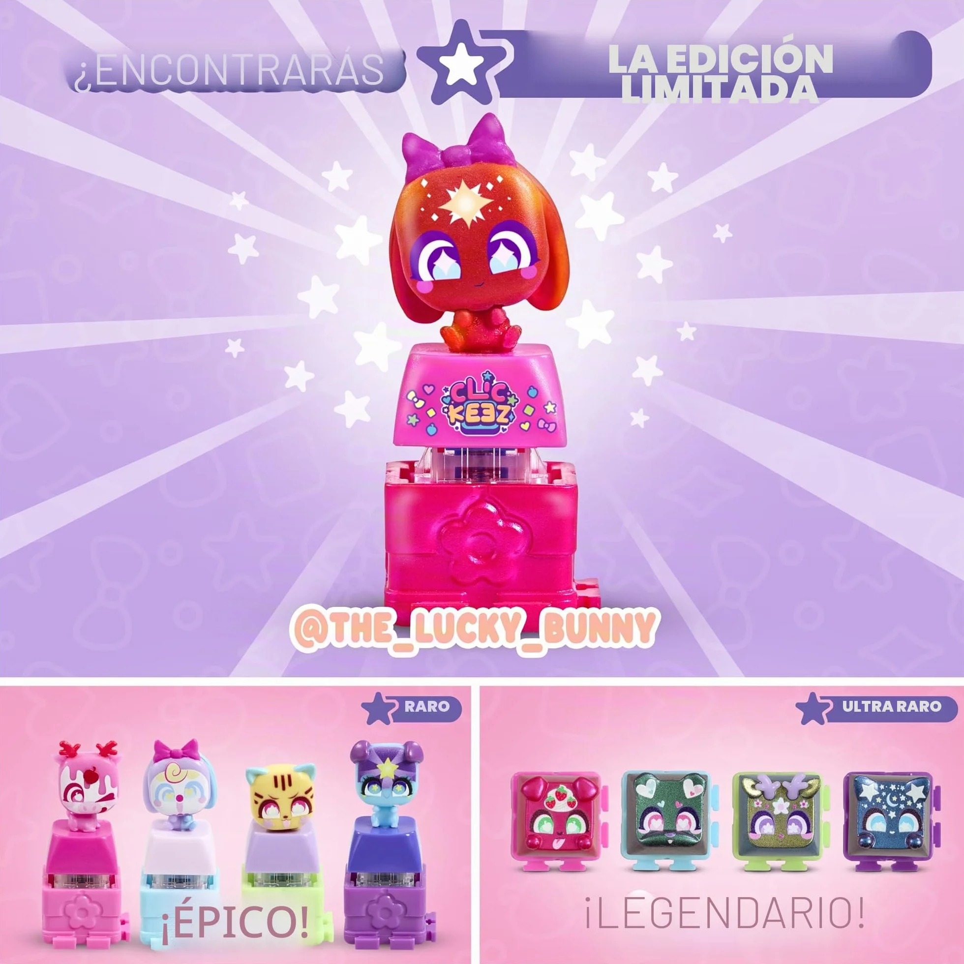 Goliath - CLICKEEZ Keyboard MegaPack - 1 Teclado + 15 Teclas Keycaps Kawaii para Hacer Clic + 1 Llavero - Keycaps para Encajar - 70 Personajes - Juguete Fidget ASMR - Idea de Regalo Desde los 6 años