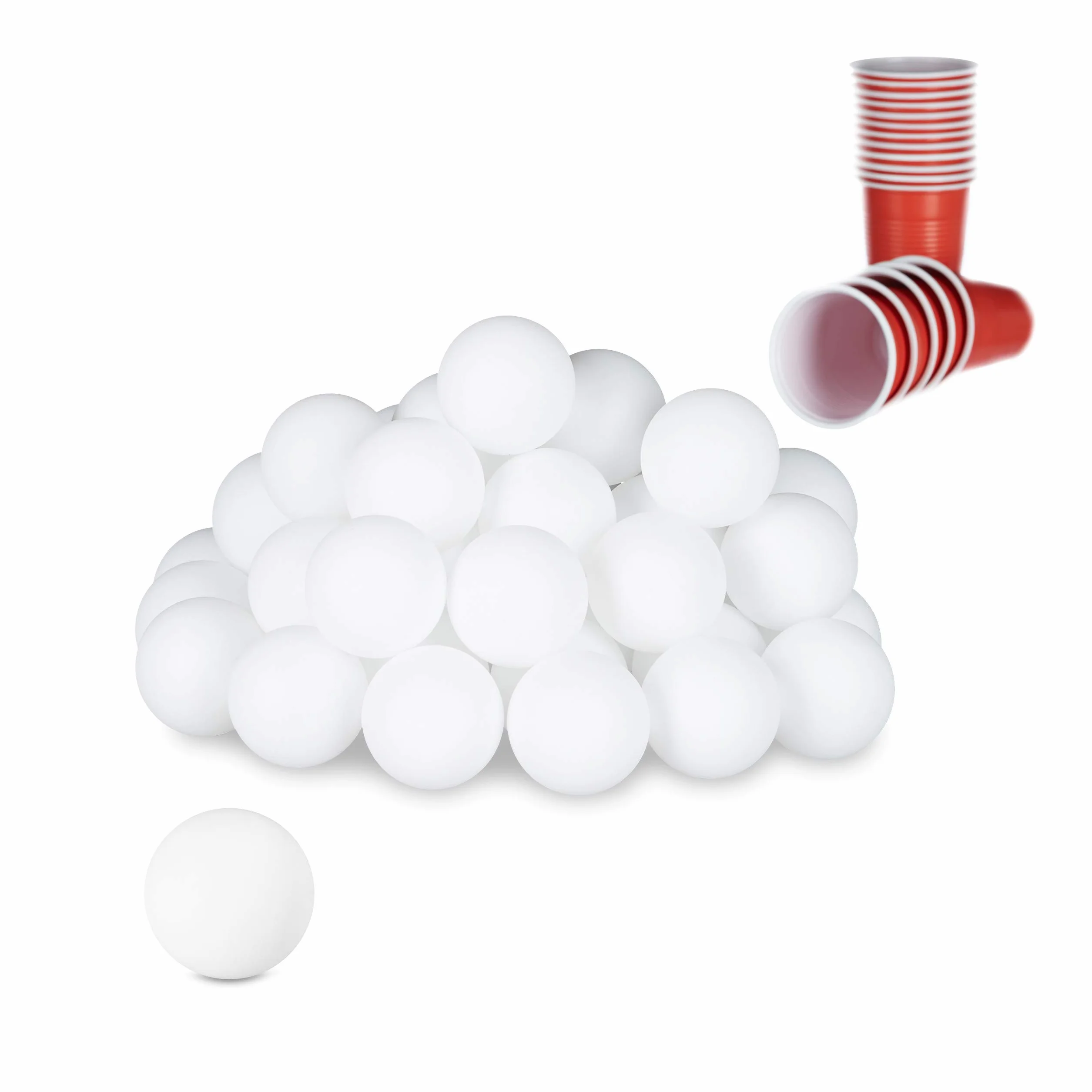 Relaxdays Pelotas Ping Pong Beerpong 48 Unidades 38 mm Plástico Blanco Juego Fiestas