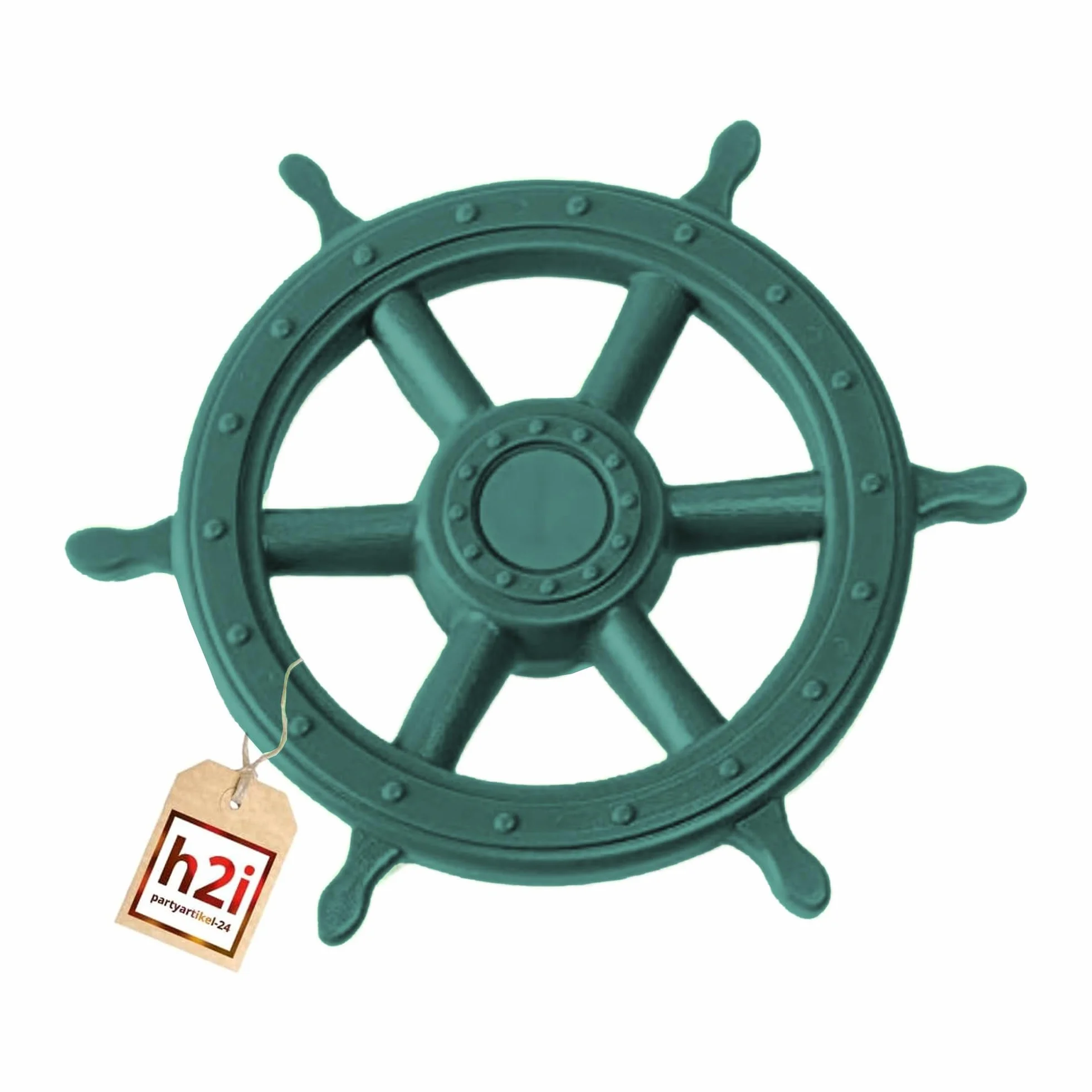 h2i Volante Torre de Juego y casita de Juego | Volante Pirata de plástico Resistente a la Intemperie | Volante móvil de Barco de Juego con Sonido Giratorio | Verde Oscuro