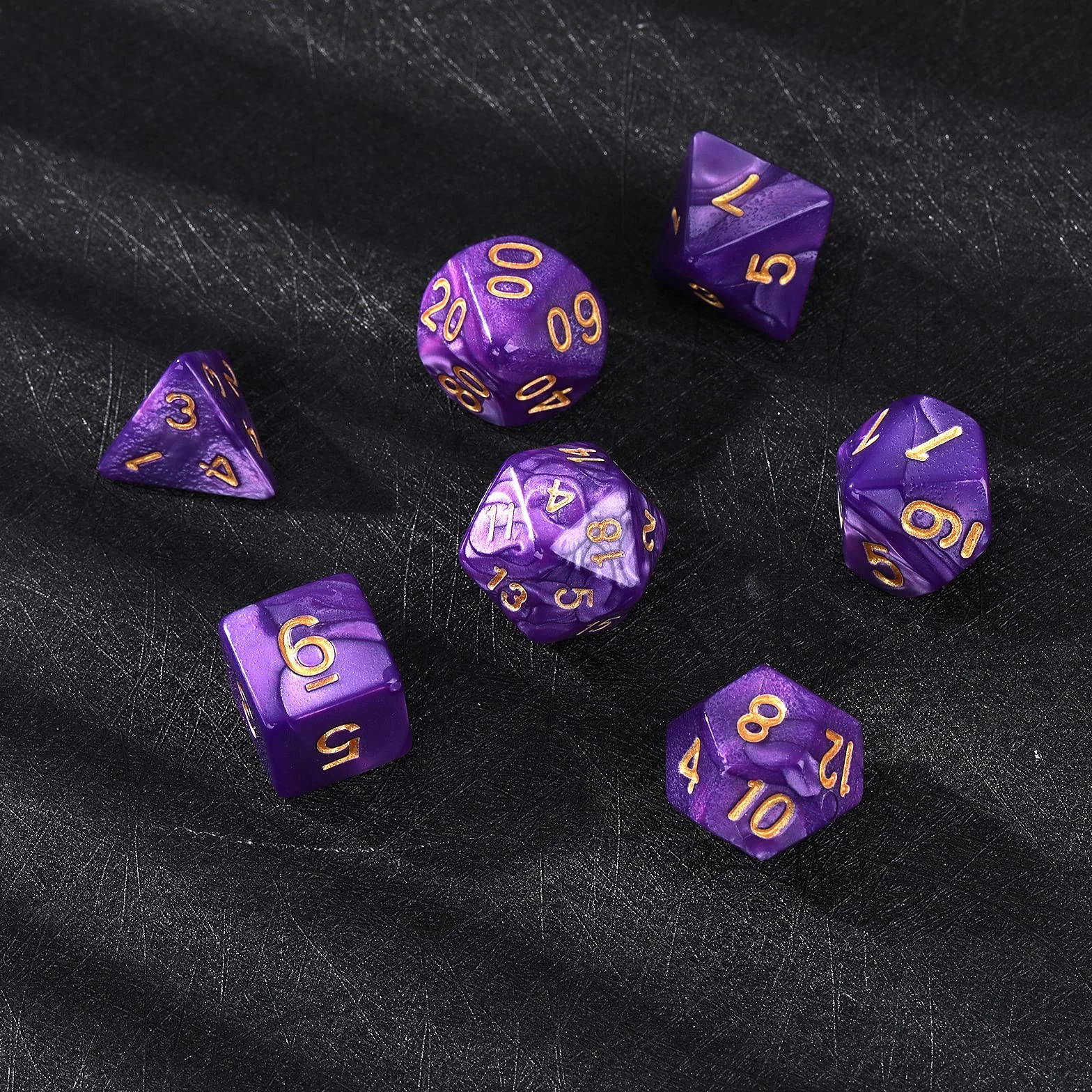 DND - Juego de dados para Dungeon and Dragons, 7 piezas de dados poliédricos de nebulosa morada, juegos de rol, juegos de mesa D&D D20 D12 D10 D8 D6 D4
