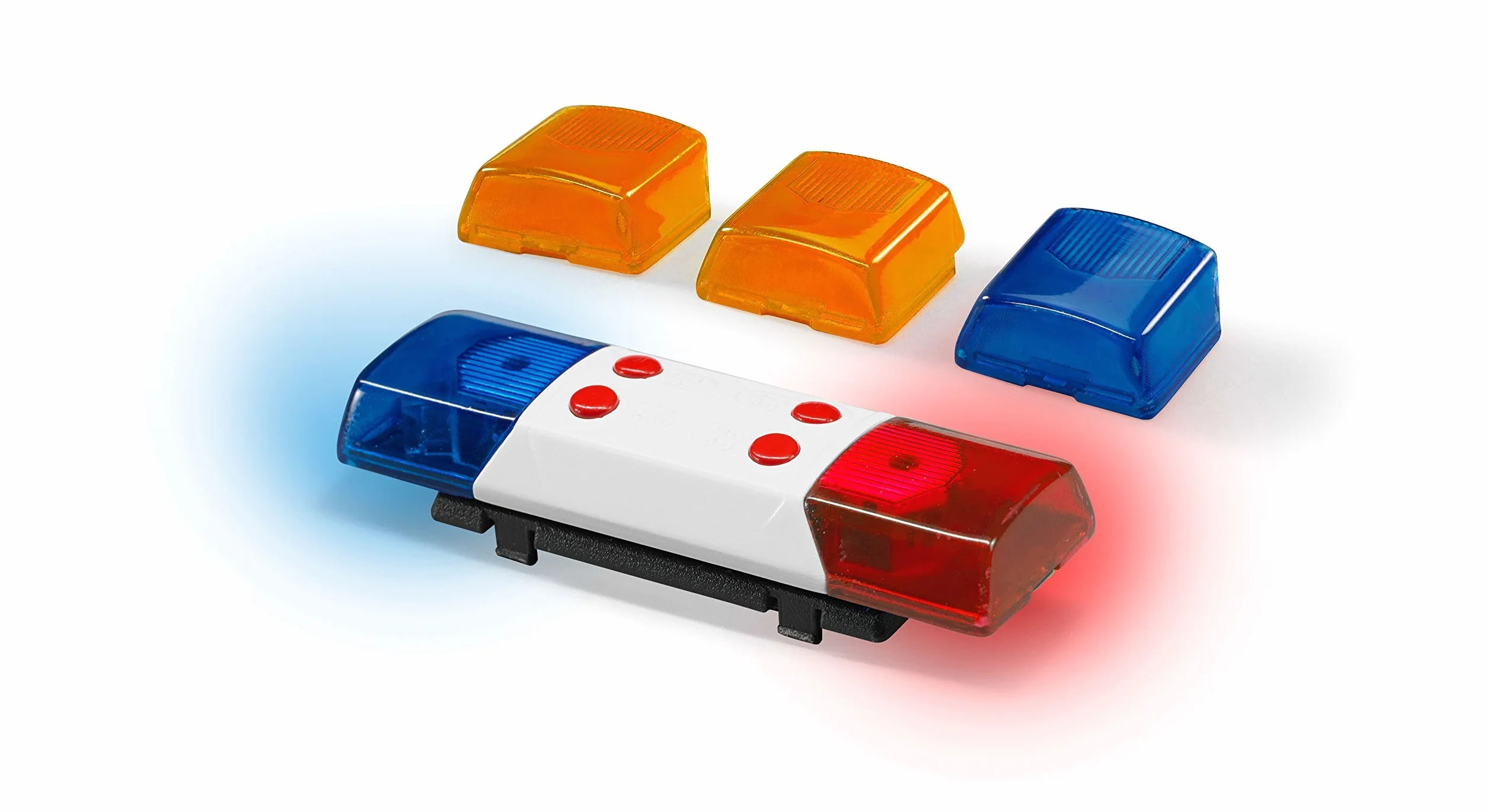 bruder 02802 - Accesorios Módulo de luz y sonido con 4 funciones, pilas, adaptador - 1:16 ruido de motor, sirena de policía, bomberos, camión, grúa, recogida de basuras, quitanieves