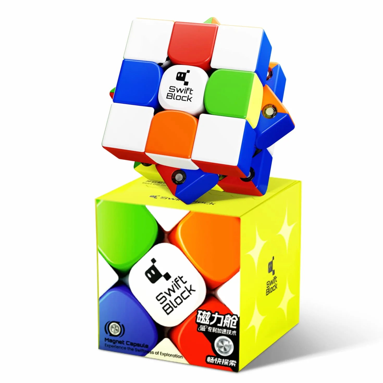 355S 3x3 Cubo de Velocidad Profesional para Competición con Imanes, Puzzle 3D para Niños y Principiantes,Juguete sin Pegatinas