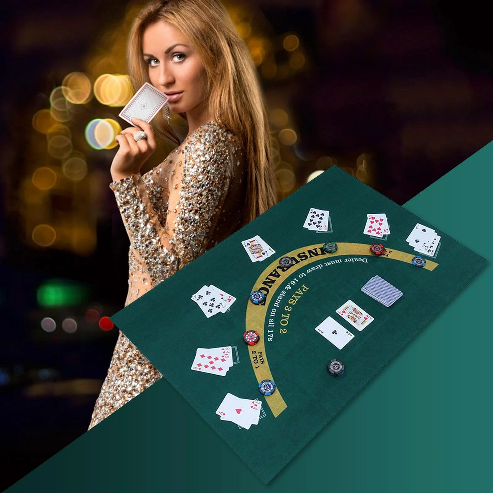 Diseño de Mesa de Casinos de Doble Cara, tapete de Mesa Disponible para Blackjack y Texas Hold'em, tapete para Juegos con diseño de Mesa de Ruleta, Accesorios para Juegos de Cartas, 60x90cm