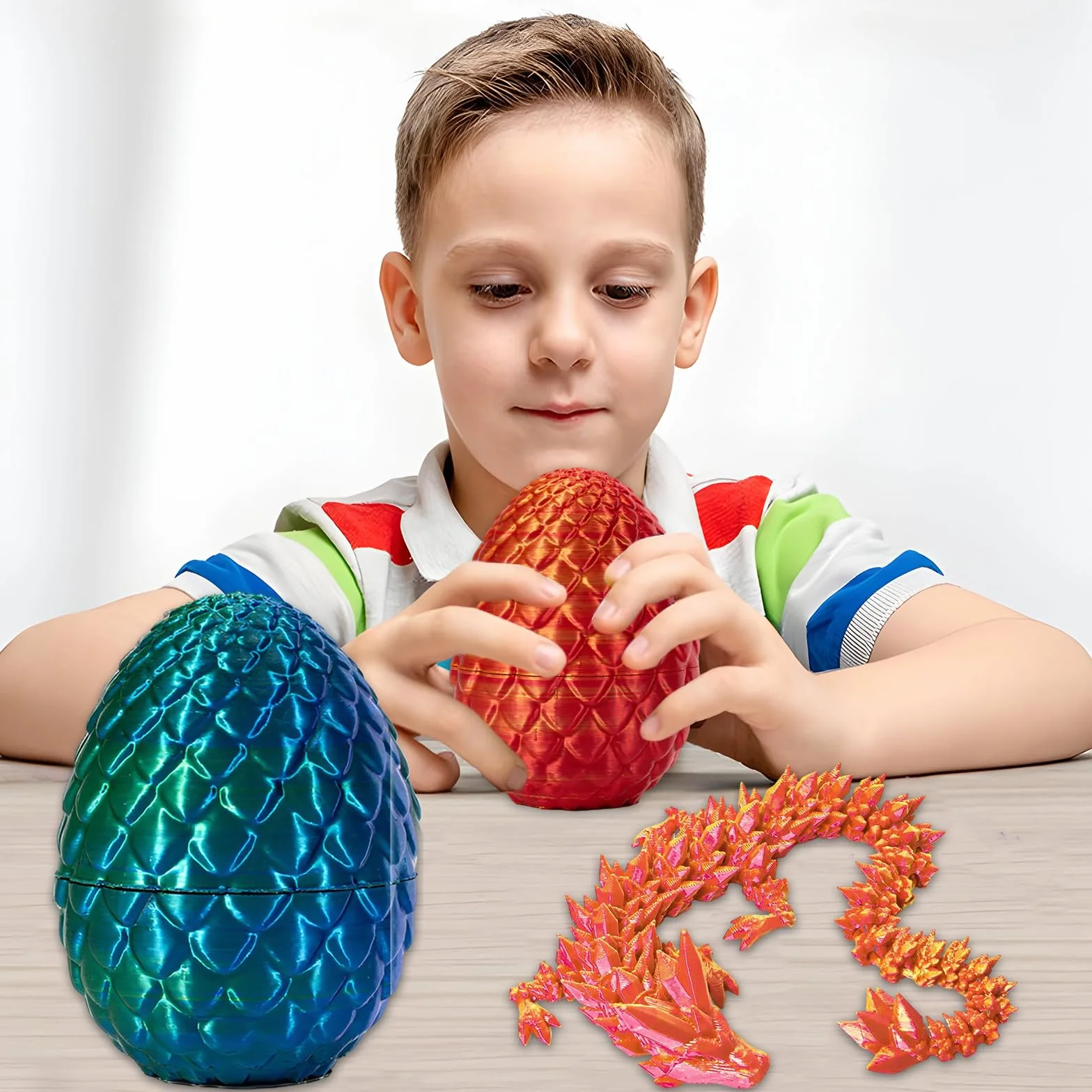 3D Impreso Dragón Huevo Con, 2 Modelos de Huevos de Dragón, Para los Niños Amantes del y los Coches, Oficinas, Casas Juguetes de Escritorio