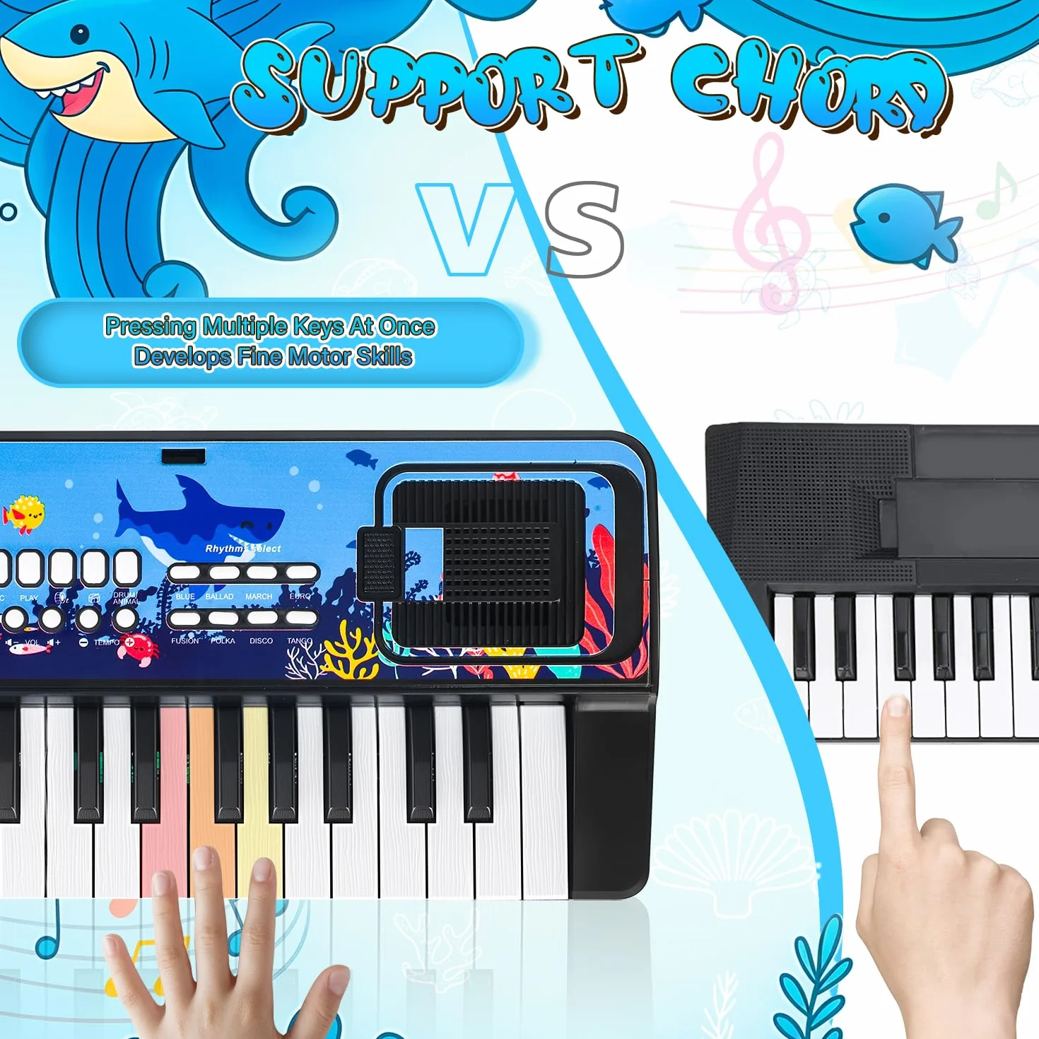 Infantil Piano Teclado 37 Teclas con Microfono y Atril – Portátil Juguete Musical para 3 4 5 6 Años Principiante Niños y Niñas, Regalos Navidad Cumpleaños, Negro