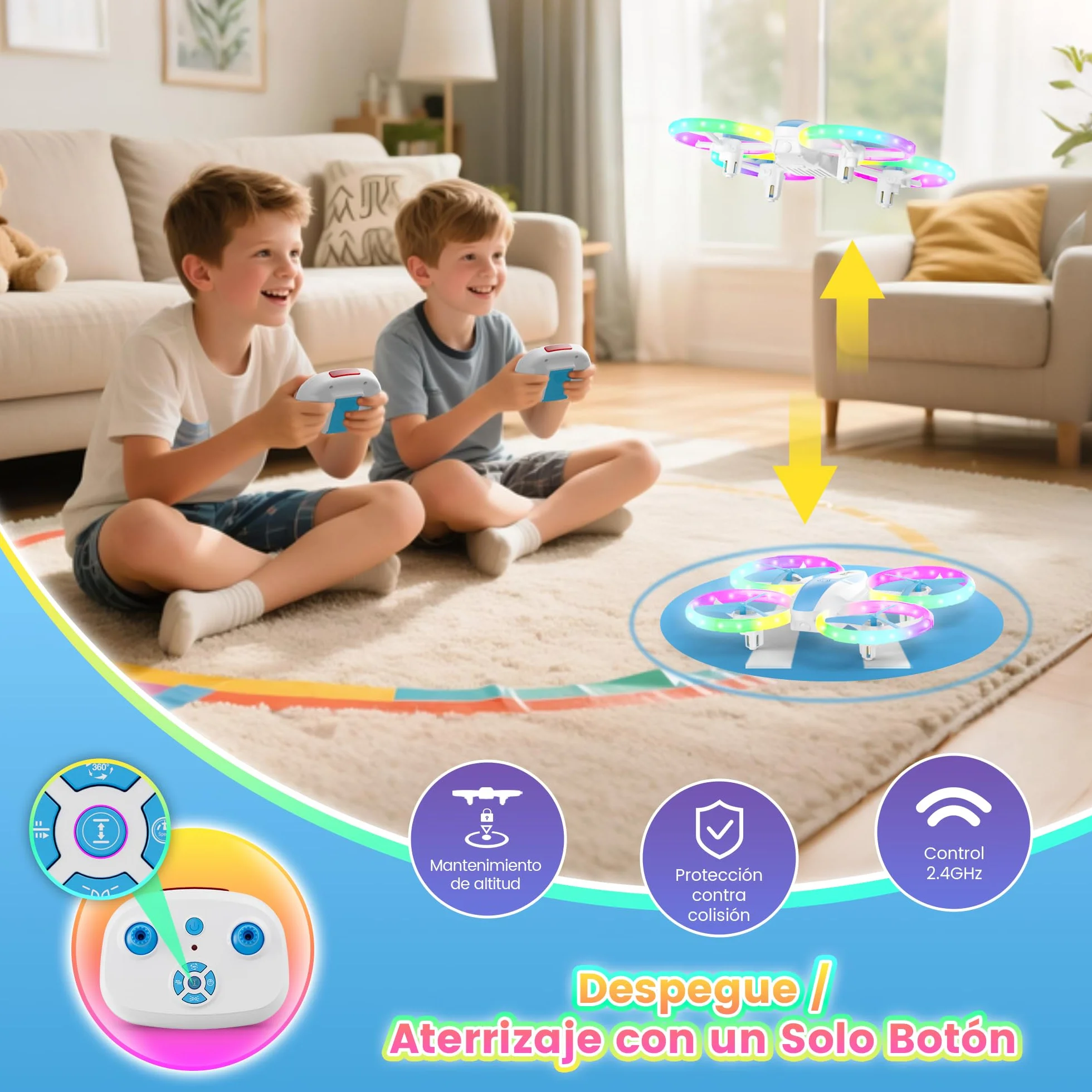 Dron para Niños con 5 Modes de Luces LED, Mini Drones Quadcopter RC para Principiantes, Retención de Altitud/360 Flip/3 Velocidades, Juguetes Regalos para Niños Niñas 8+ Años (Azul)