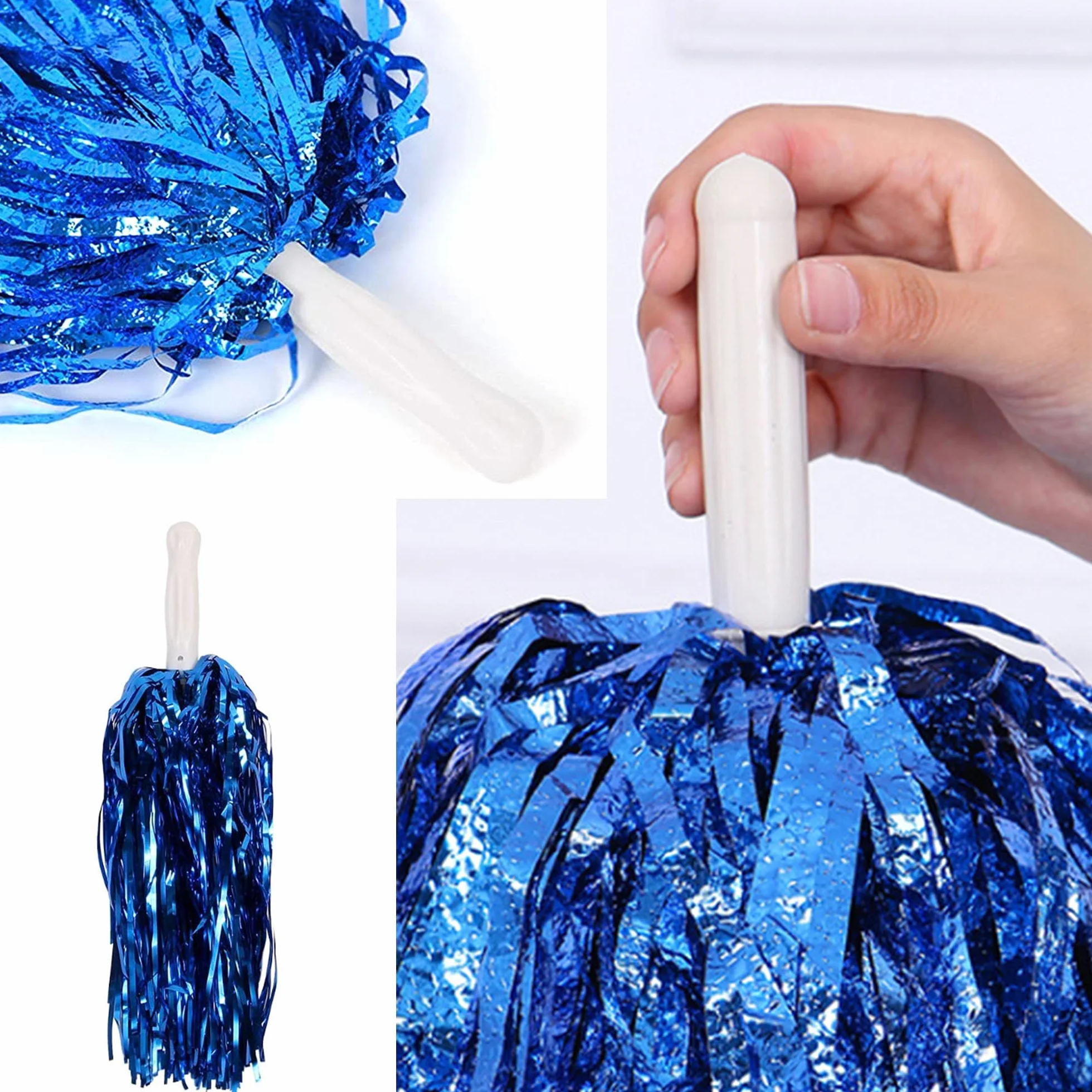 Cheer Leader Poms Bright Metallic Cheers Ball Squad Pompons Hand Flower Spirit Cheering Pom Sports Games Team 6 PCS