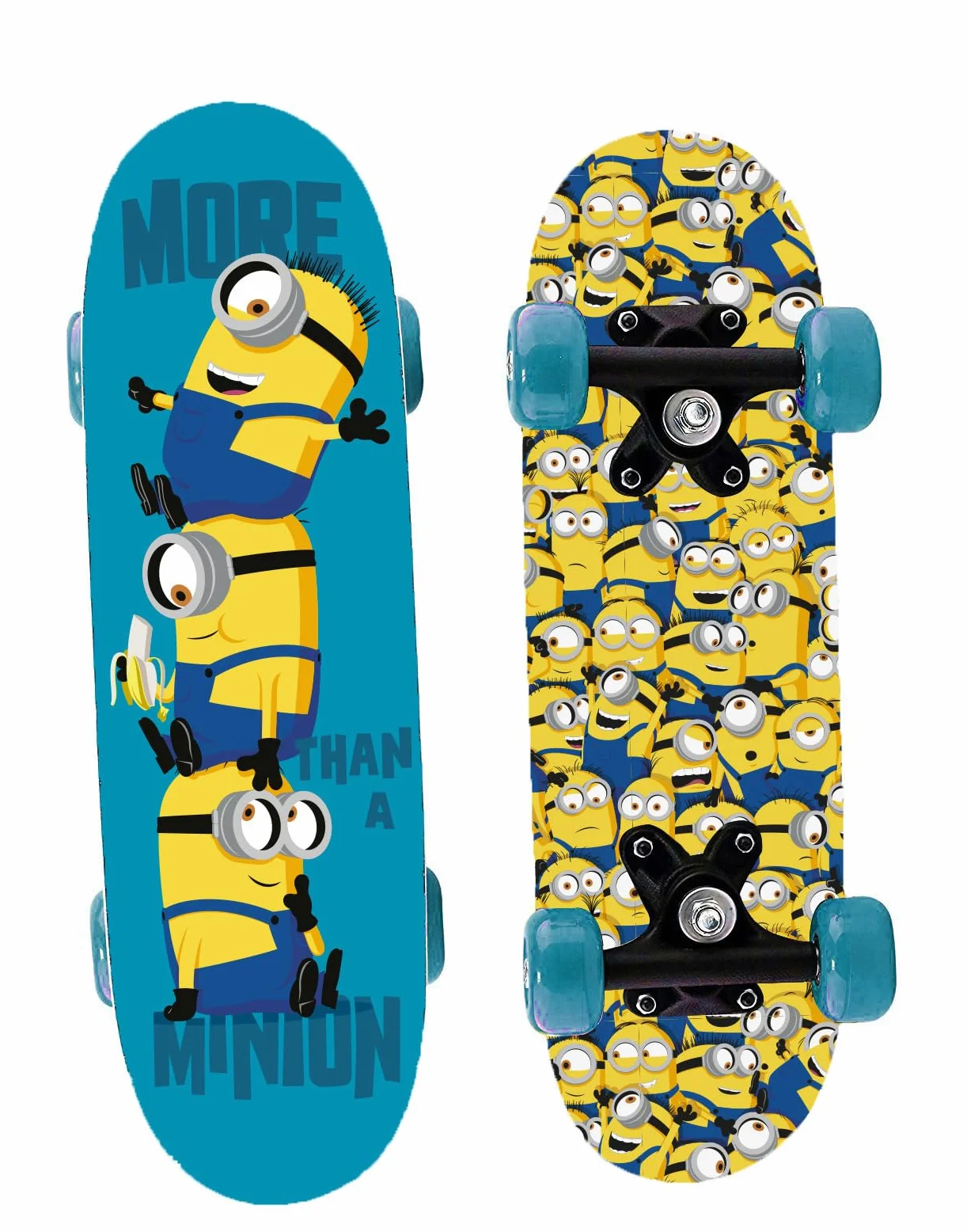 Minions 2 Mini monopatín de Madera, 43 x 12 x 8 cm