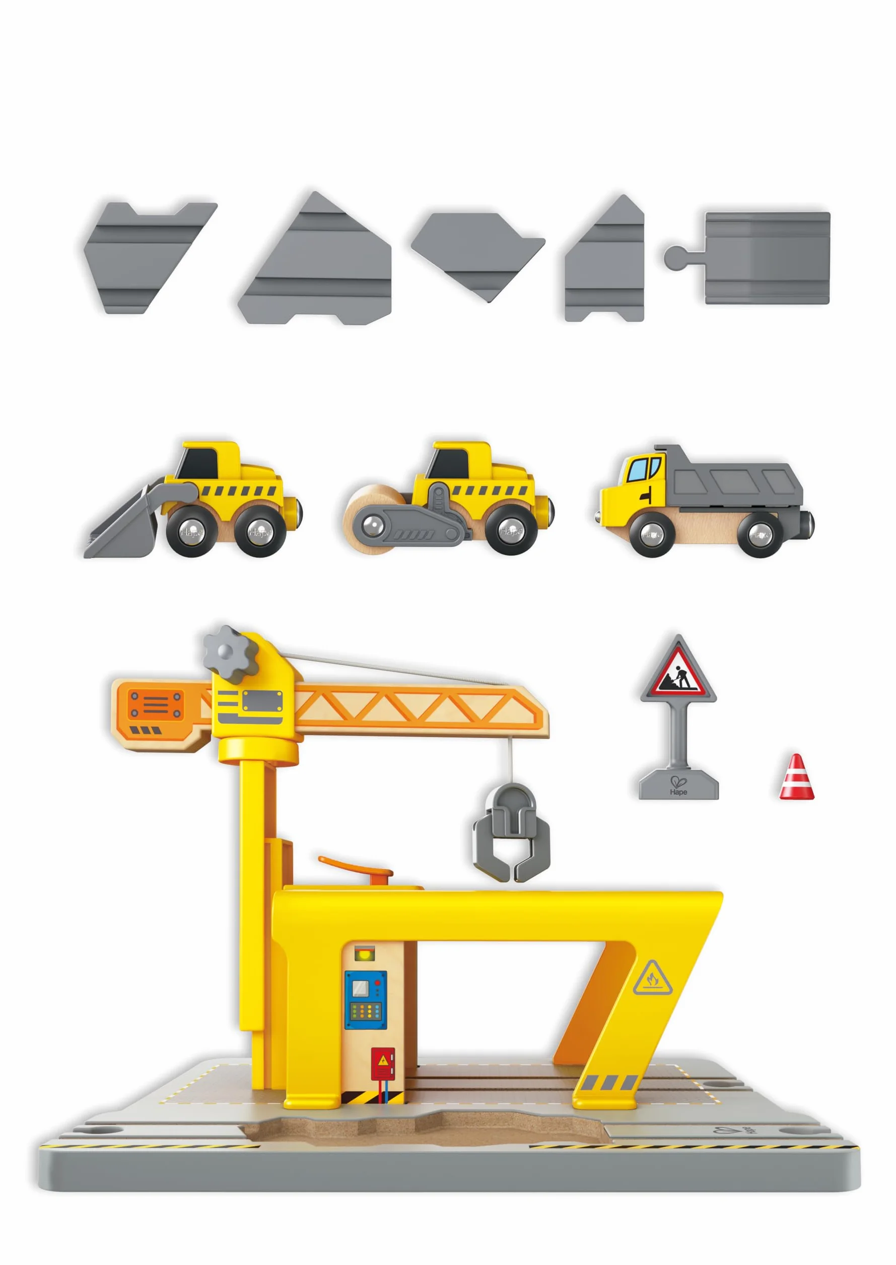 Grúa de construcción Hape para niños|Set Ampliable para Juego Creativo