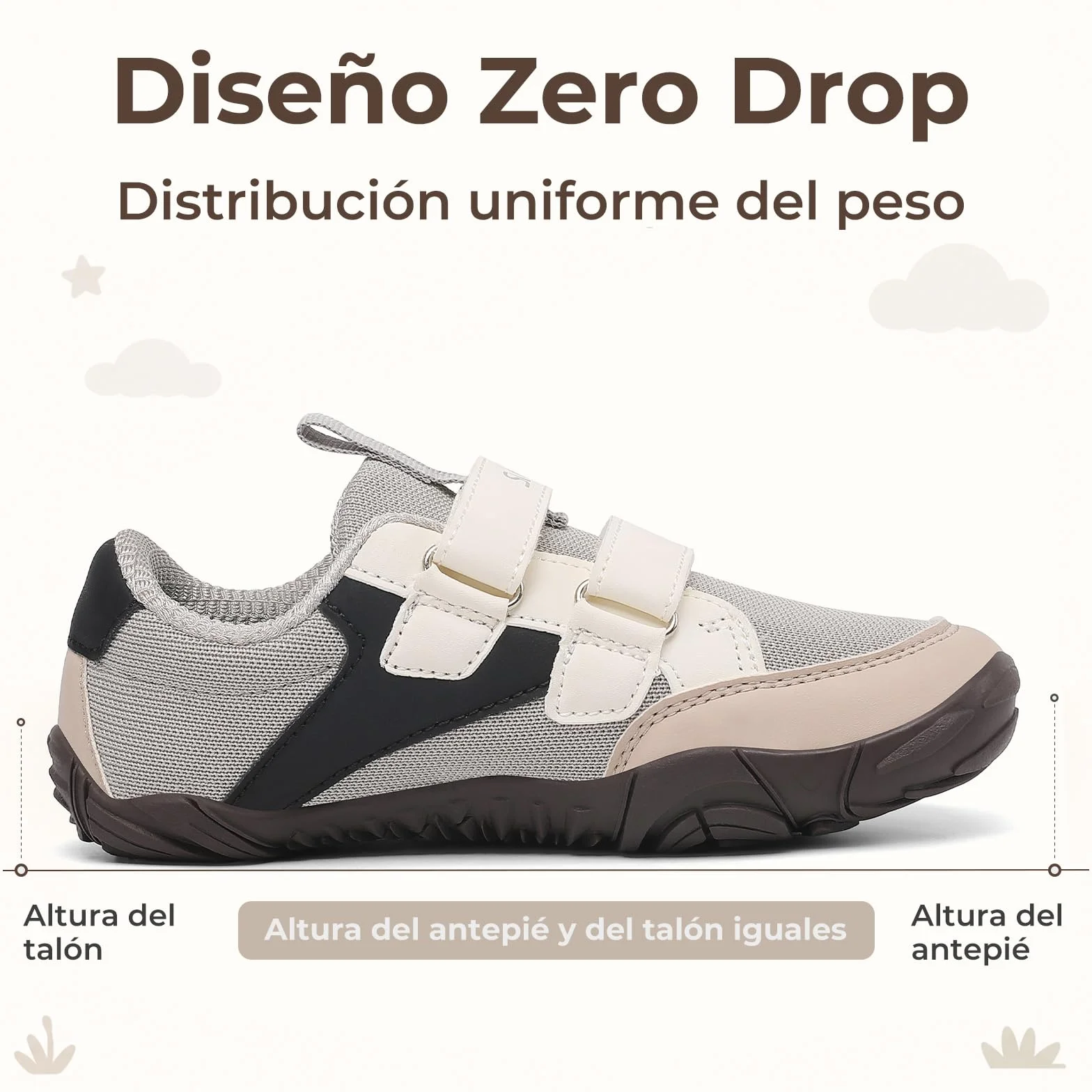 SAGUARO Zapatillas Barefoot Niños Sneakers Minimalista Puntera Ancha Exterior Interior Gr.25-36