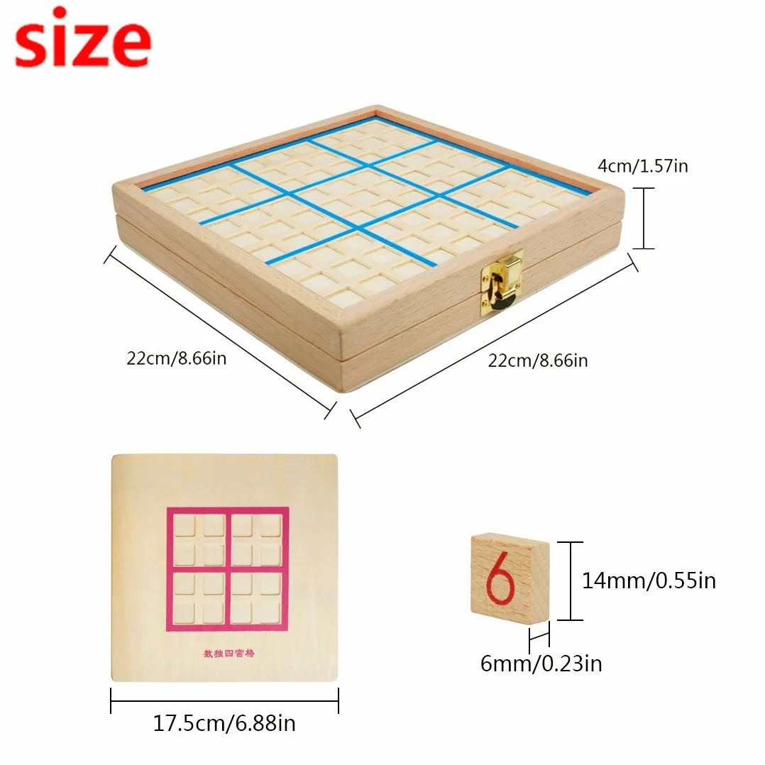 Andux Zone Sudoku Tablero 3-en-1 De Madera Número de Lugar Juguete SD-03 Azul