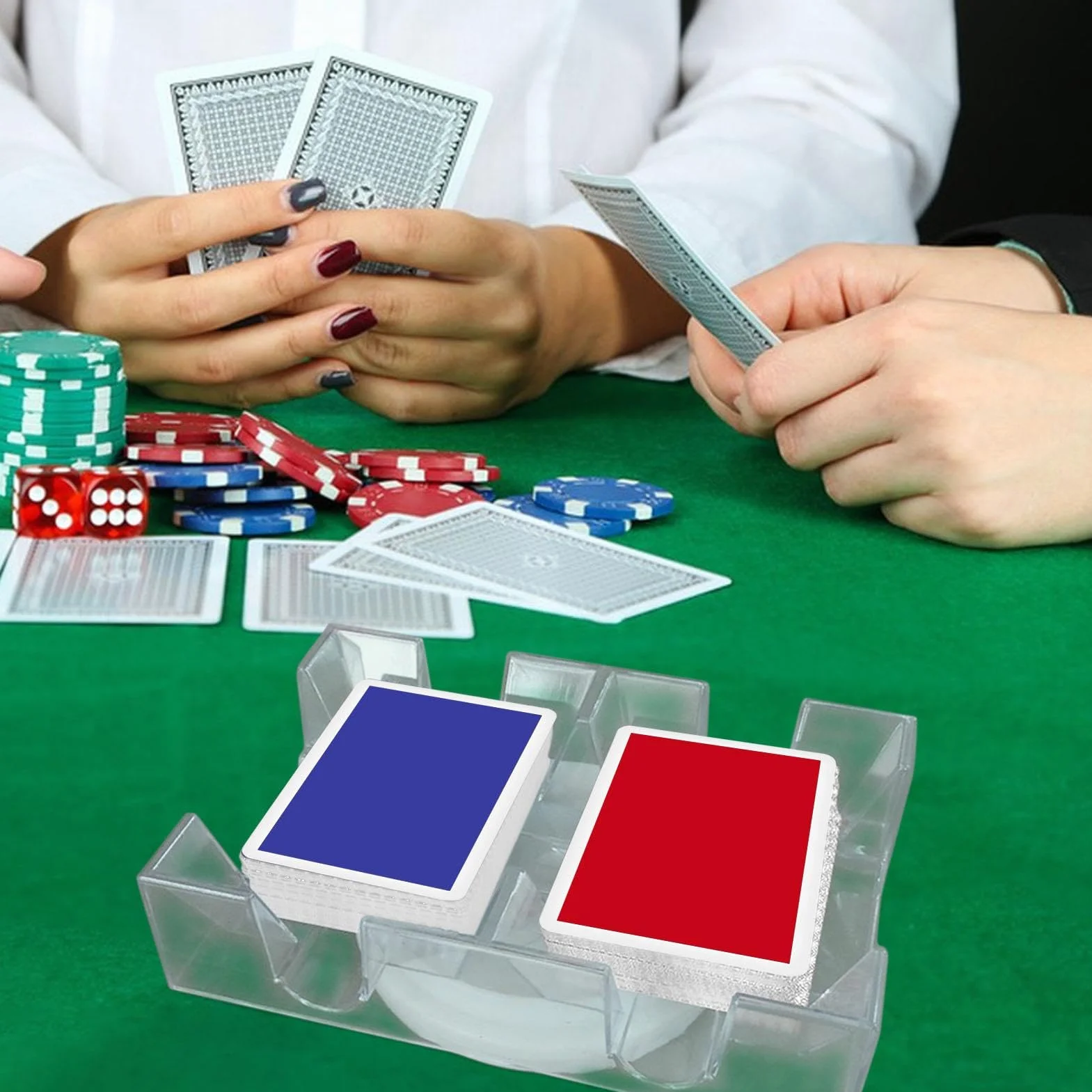 - Tarjetero Giratorio Transparente Doble Puente – Portatarjetas Giratorio, Bandeja de Tarjetas para Jugar, Resistente y práctico para Adultos y mesas de póker