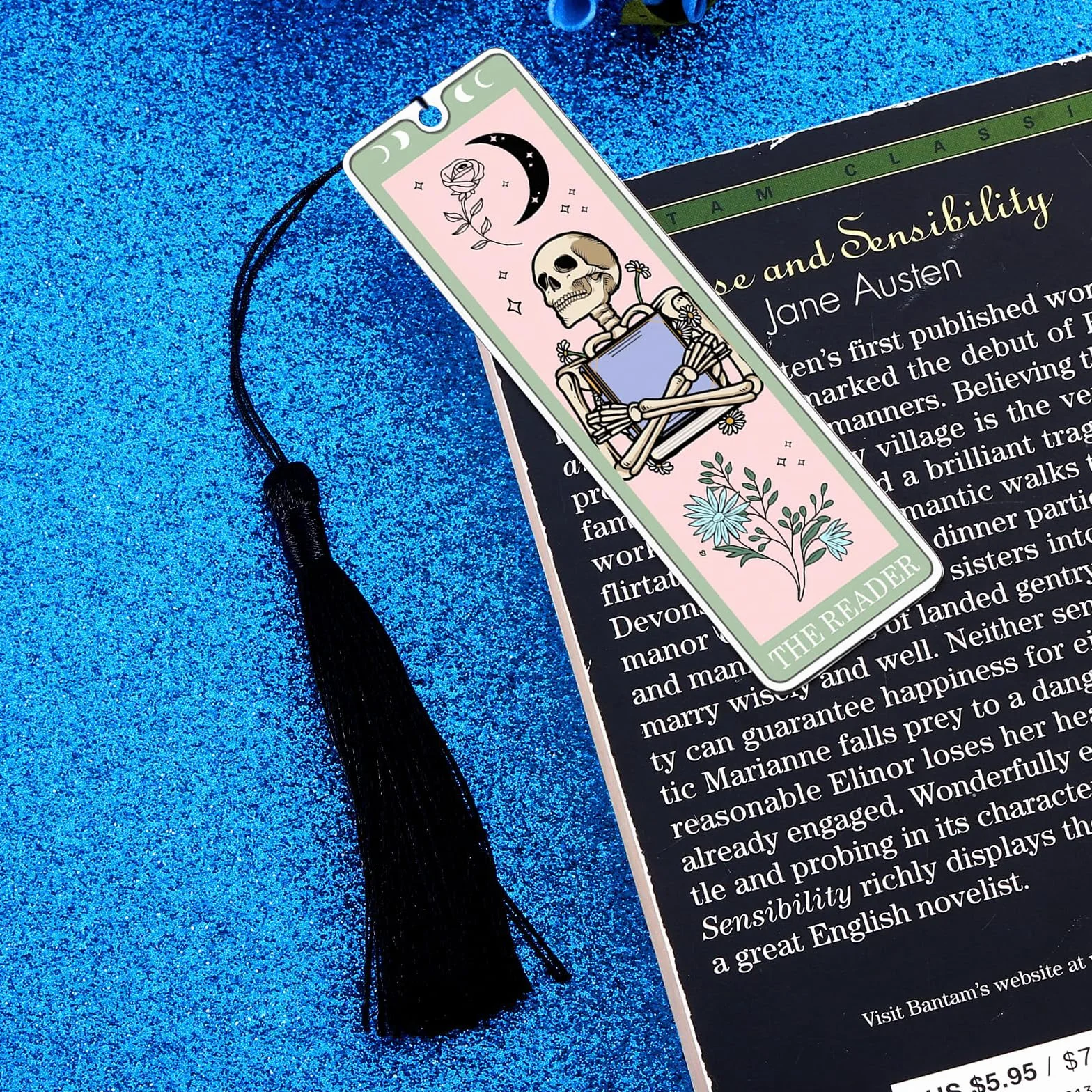 GlamRays Regalos para Amantes de los Libros para Mujeres Marcadores Navideños Marcadores Divertidos para Mujeres Hombres Tarot Marcadores Esqueleto Cartas del Tarot (Verde Claro)