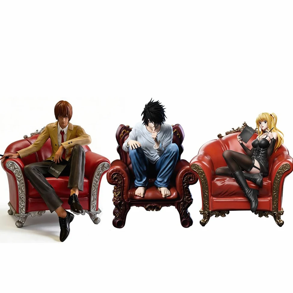 Zhongkaihua 3 figuras de anime modelo L/Amane sofá sentado quieto personaje de dibujos animados luz Yagami estatua de PVC coleccionables adornos de escritorio regalos