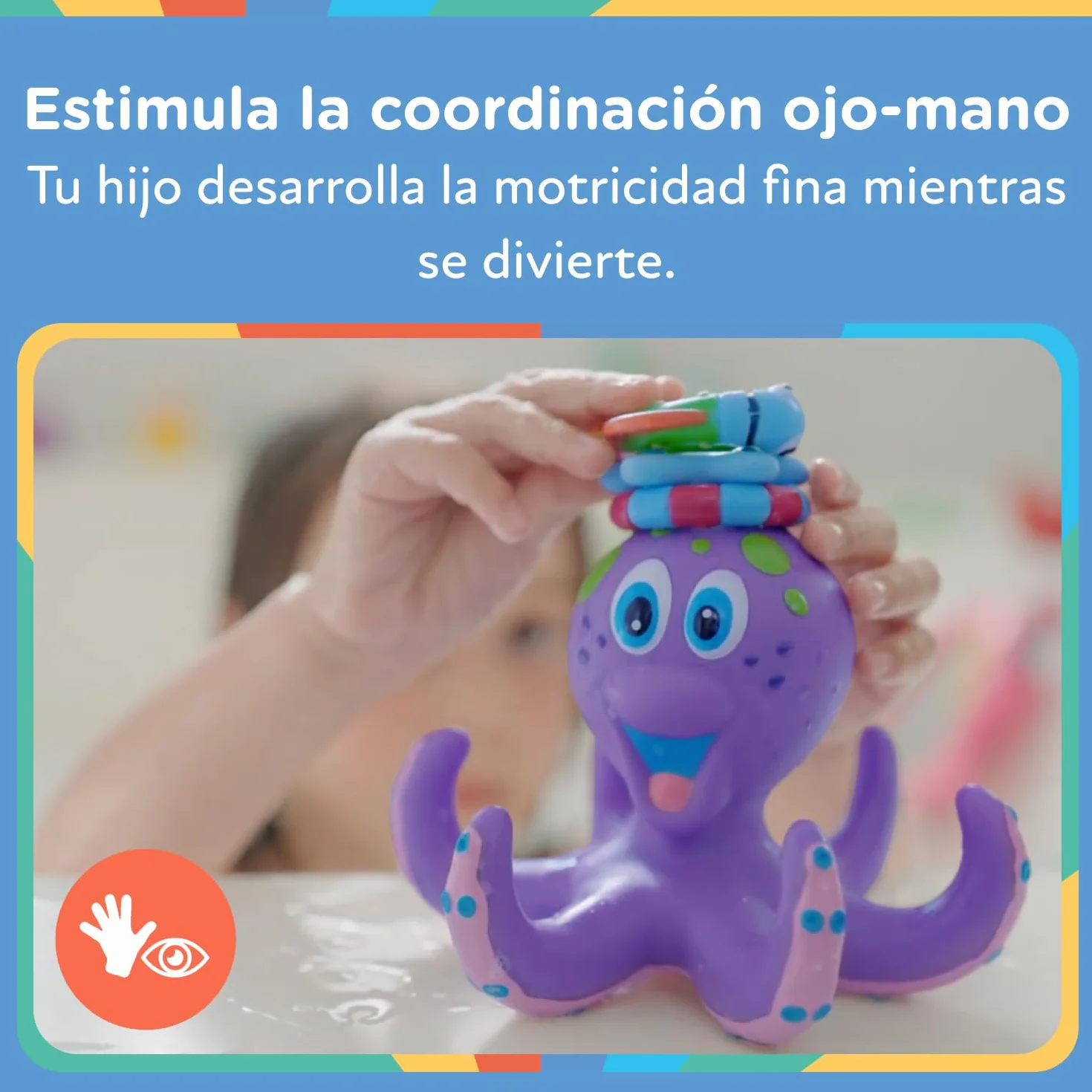 Nuby Pulpo Flotante Juguete de Baño Bebe con Anillos 18+ Meses Violeta