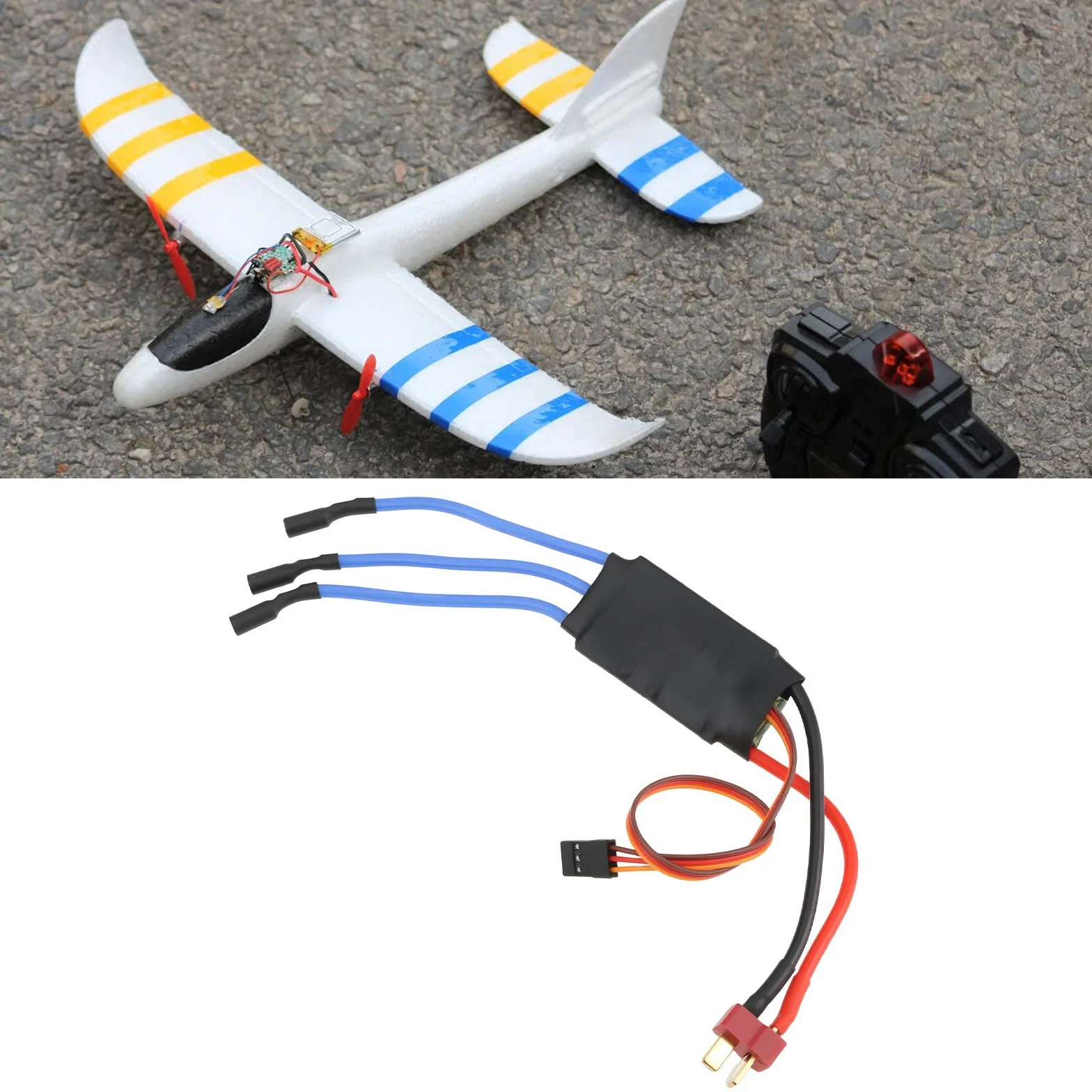 ECSiNG Controlador de Velocidad eléctrico ESC sin escobillas PWM de 30 A 2-4 s 8 kHz con BEC para Aviones RC