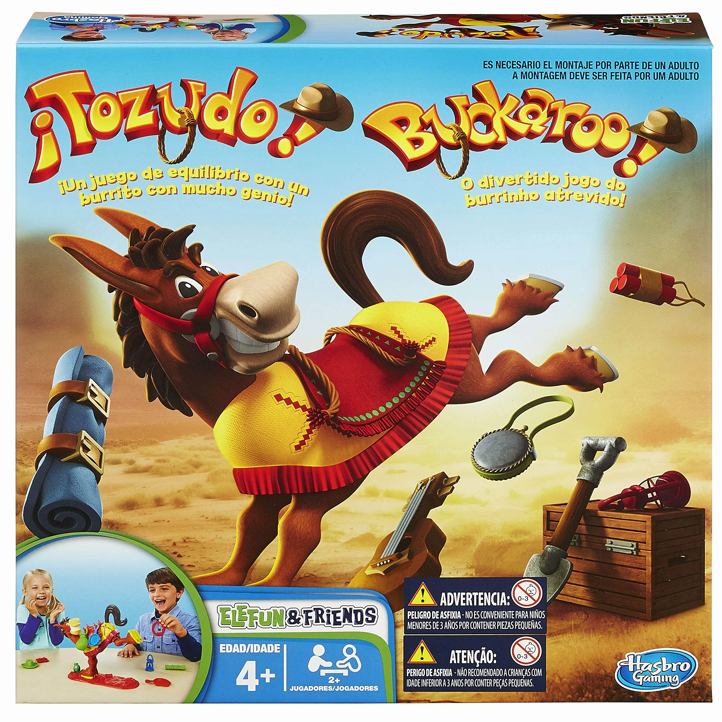 Hasbro Gaming Juego ¡Tozudo! - El Juegos de Equilibrio con un Burrito con Mucho Genio - Juego de Mesa Familiar de 2 a 4 Jugadores - Mayores de 4 Años