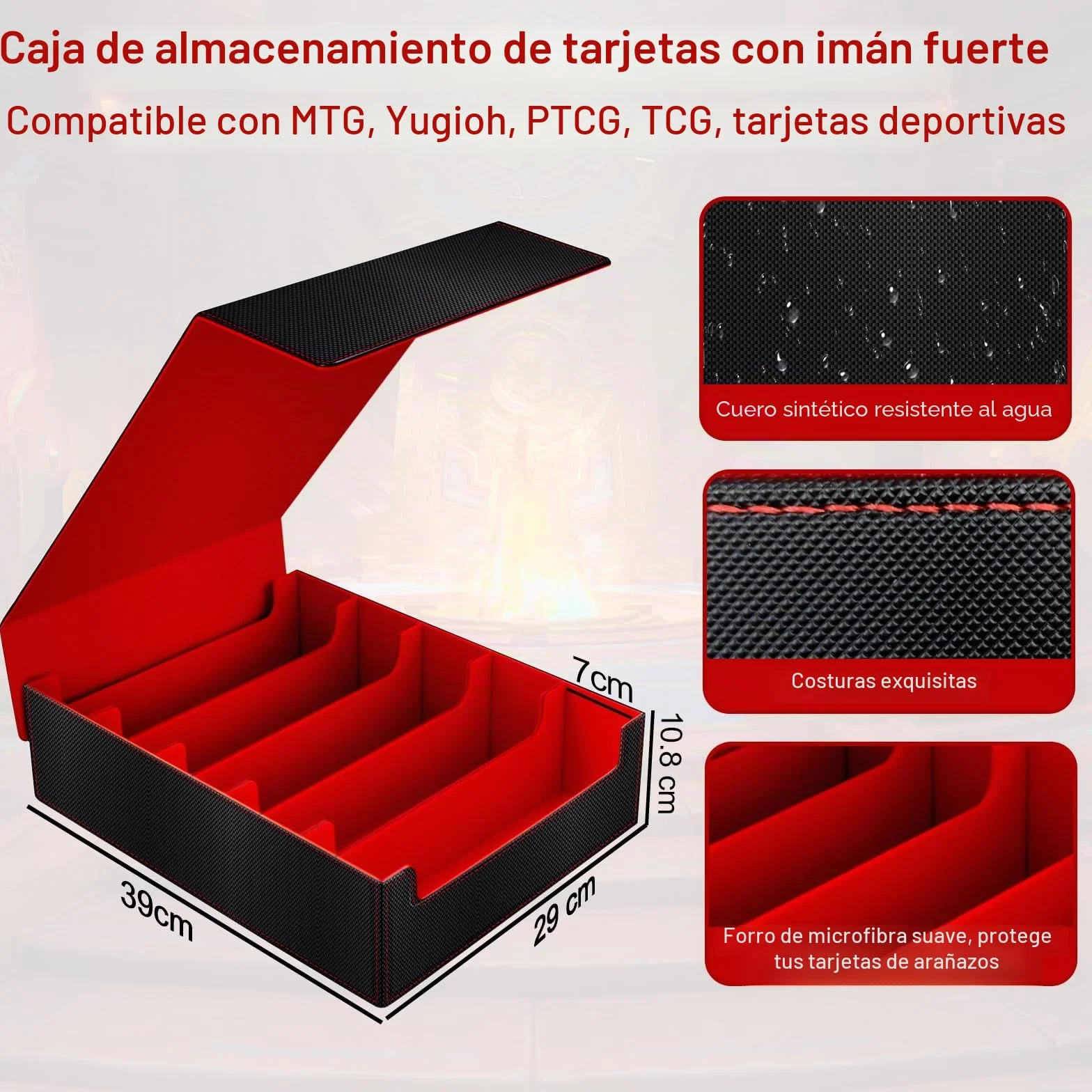 Caja Cartas Magic para TCG/Magic the Gathering (MTG)/ YuGiOh/Commander Card Deck Box para más de 3800+ Cartas, Magnetic Flip PU Cuero Deckbox Caja Cartas con 24 Divisores y 5 Soportes