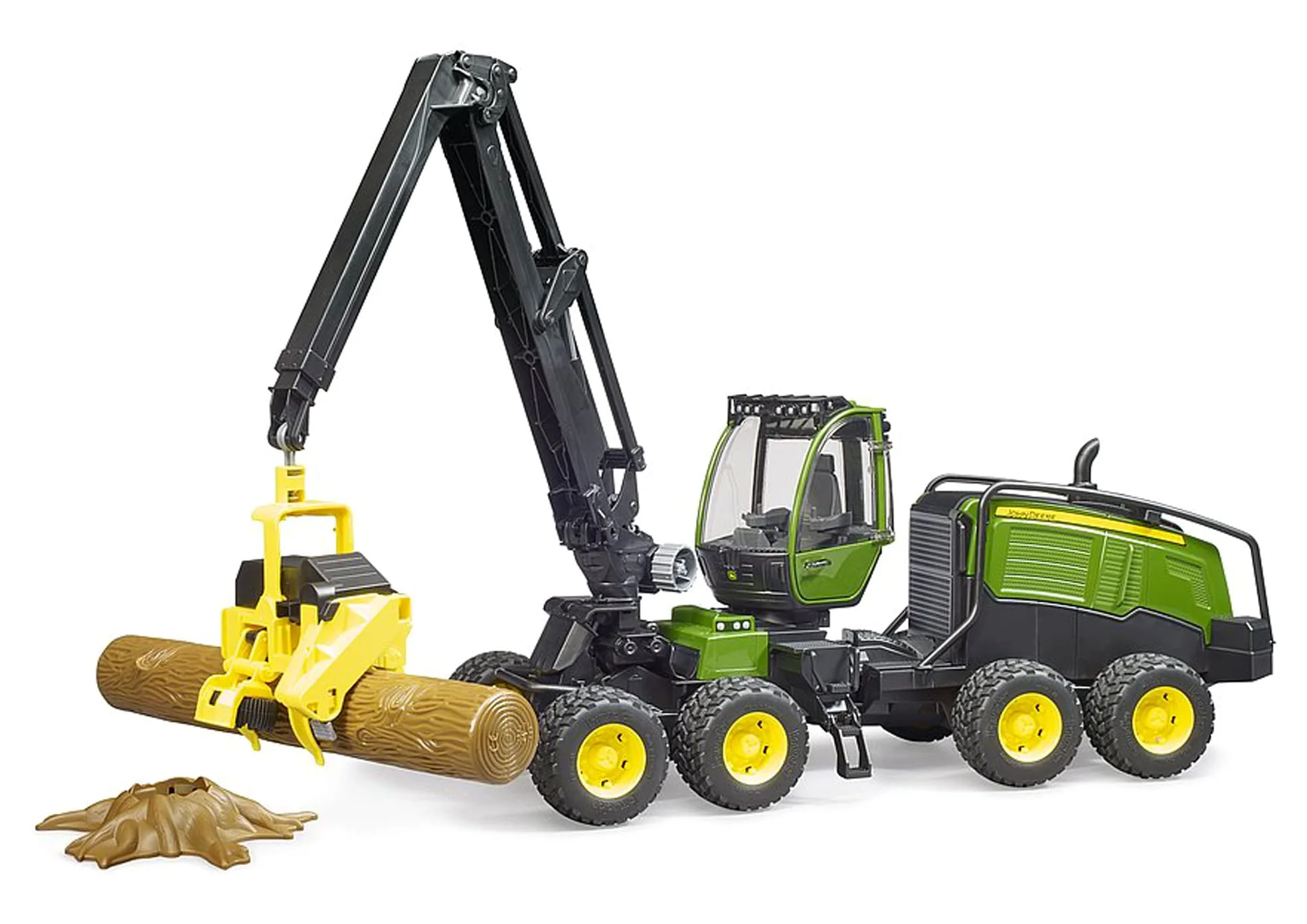 bruder 02135 - Cosechadora John Deere 1270G con 1 tronco de árbol - 1:16 Vehículo, Granja, Bosque, Silvicultura, Tractor, Tractor agrícola, Bulldog, Transporte de madera, Juguete