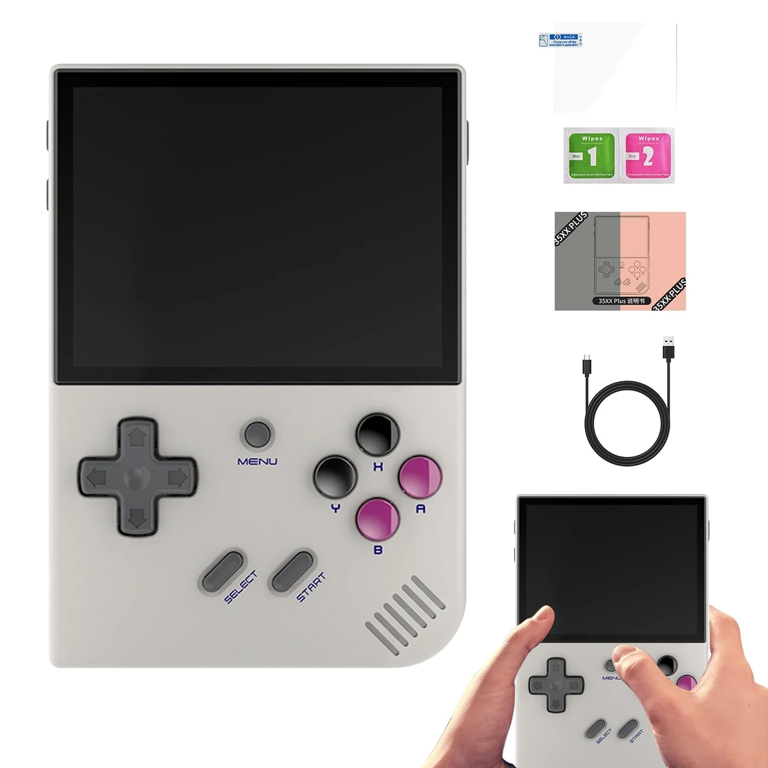 Consola de Juego de Mano RG35XX Plus Handheld - Player de Video de | Bolsillo portátil Retro de Pantalla de 3.5 Pulgadas - WiFi Batería Consola DE Juego DE Correo Abierto para niños, Adul