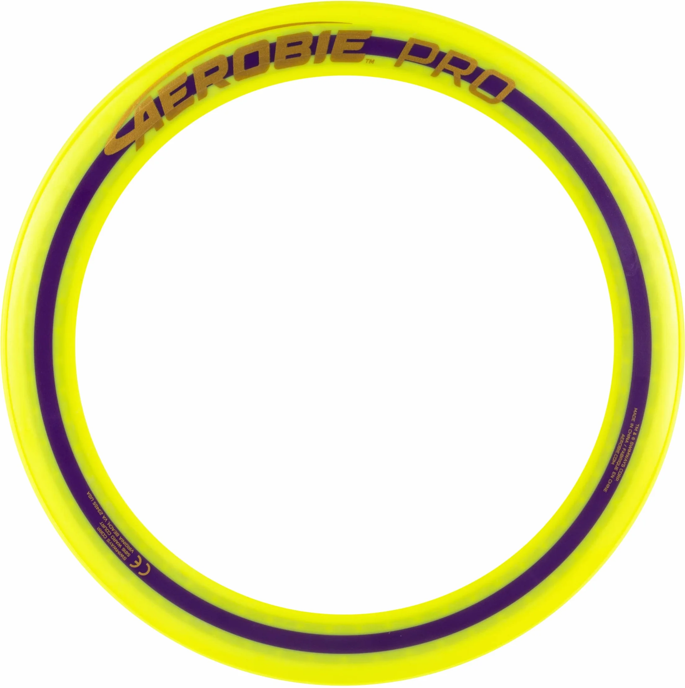 Aerobie Ring Wurfring mit Durchmesser, gelb Pro Flying-Anillo de lanzamiento (33 cm de diámetro), color amarillo, (Spin Master 6046389)