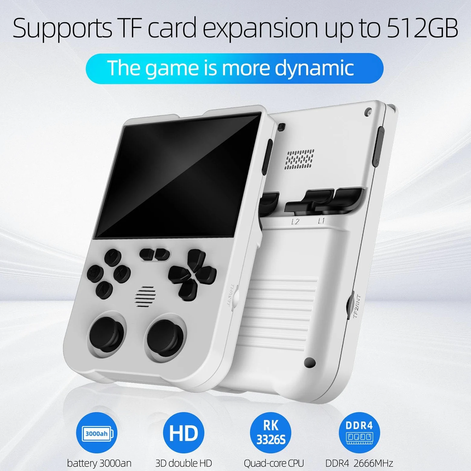 JINGAN Mano retro | Consola de juegos retro con batería de 3000 mAh | pantalla táctil de 3,5 pulgadas, consola de juegos para amantes de los juegos portátiles, admite múltiples emuladores, regalo