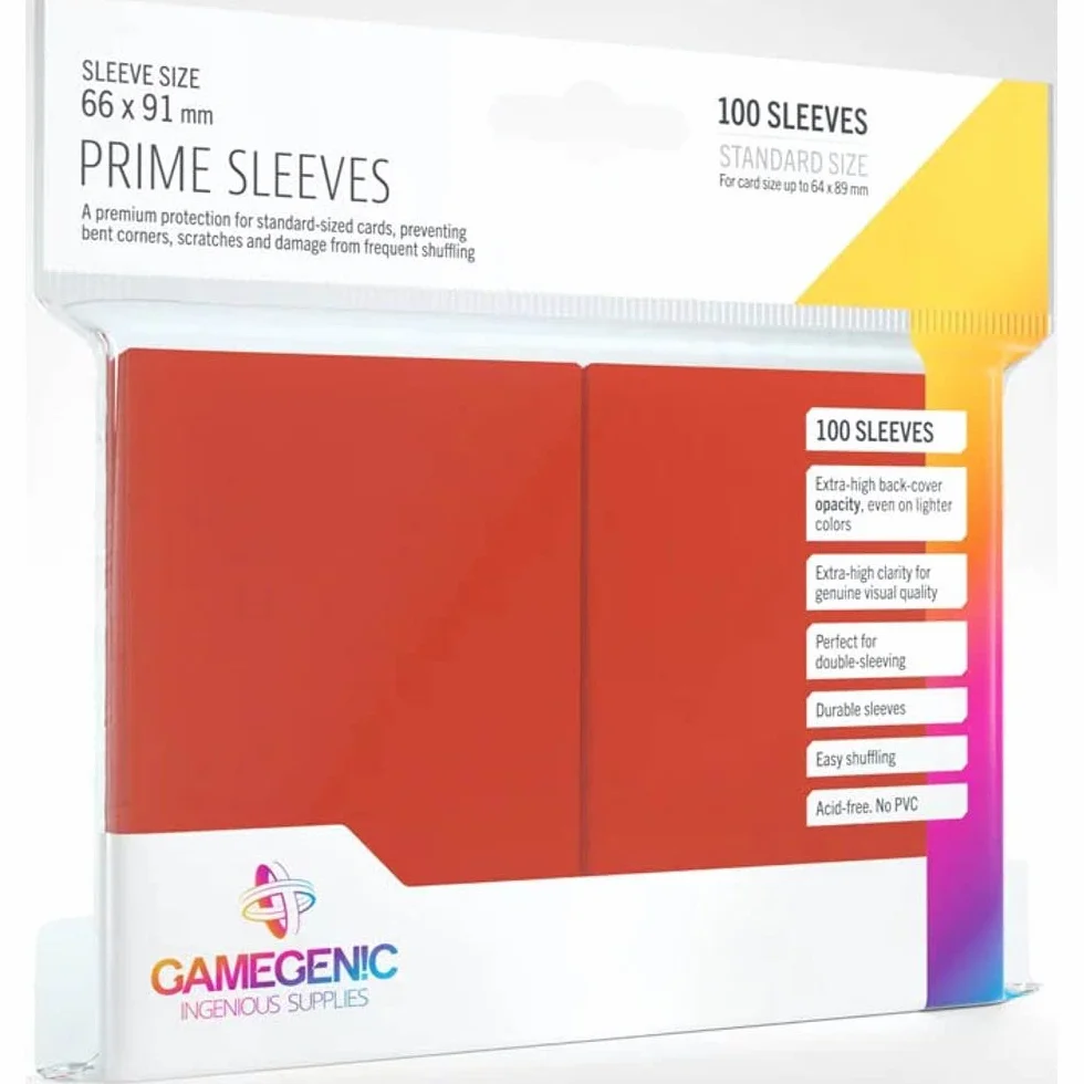 Gamegenic, GGS11015ML Prime SleevesCard Deck Holde, Red, 100 Pack