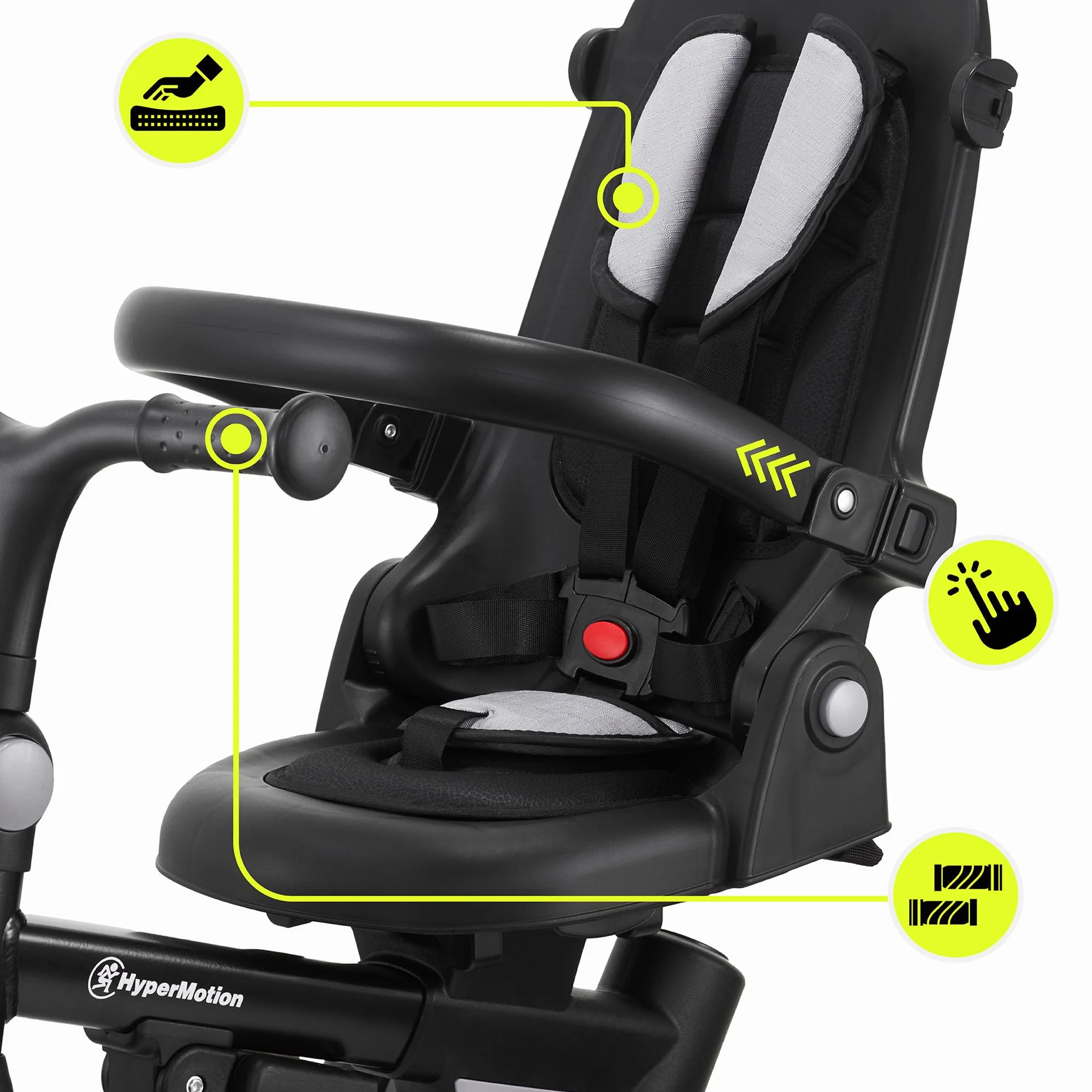 HyperMotion Triciclo Evolutivo 8 en 1 con Asiento Giratorio 360° – Triciclo Bebe Reclinable y Plegable con Capota, Arnés y Barra de Empuje – Trike Infantil para Niños de 1 a 5 Años