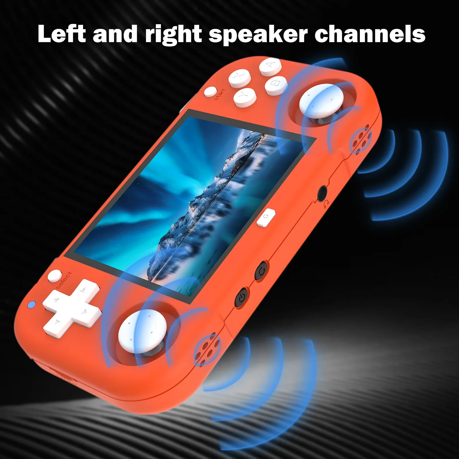 XU Mini M - Consolas de juegos de mano retro, pantalla IPS de 2.8 pulgadas, tarjeta TF de 64 G integrada, con batería de 2600 mAh, duración de 6 horas, color naranja