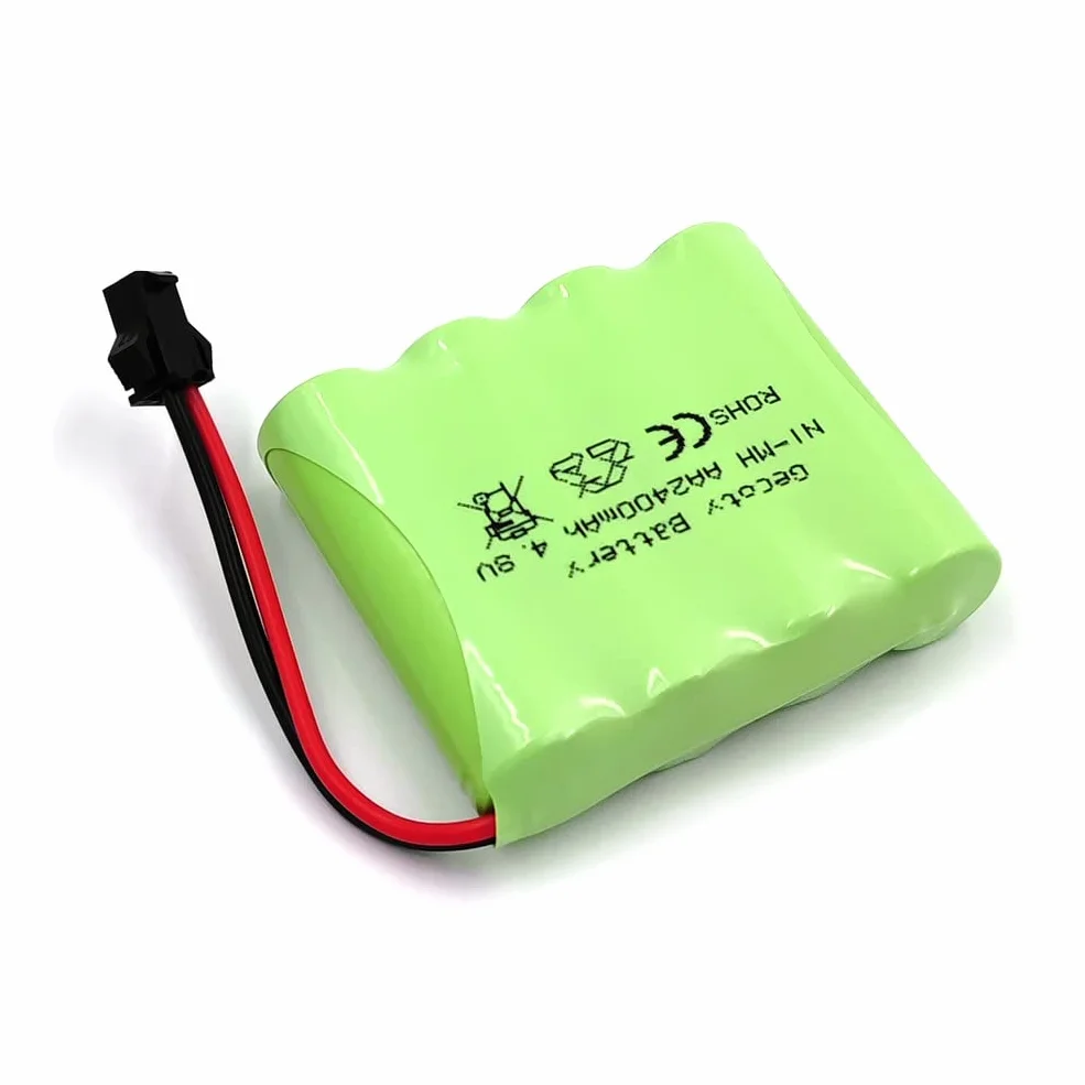 Batería Recargable NiMH AA, Batería 4.8V 2400mAh RC con Cable de Carga USB para Juguetes de Control Remoto,vehículos Todoterreno y vehículos de Escalada