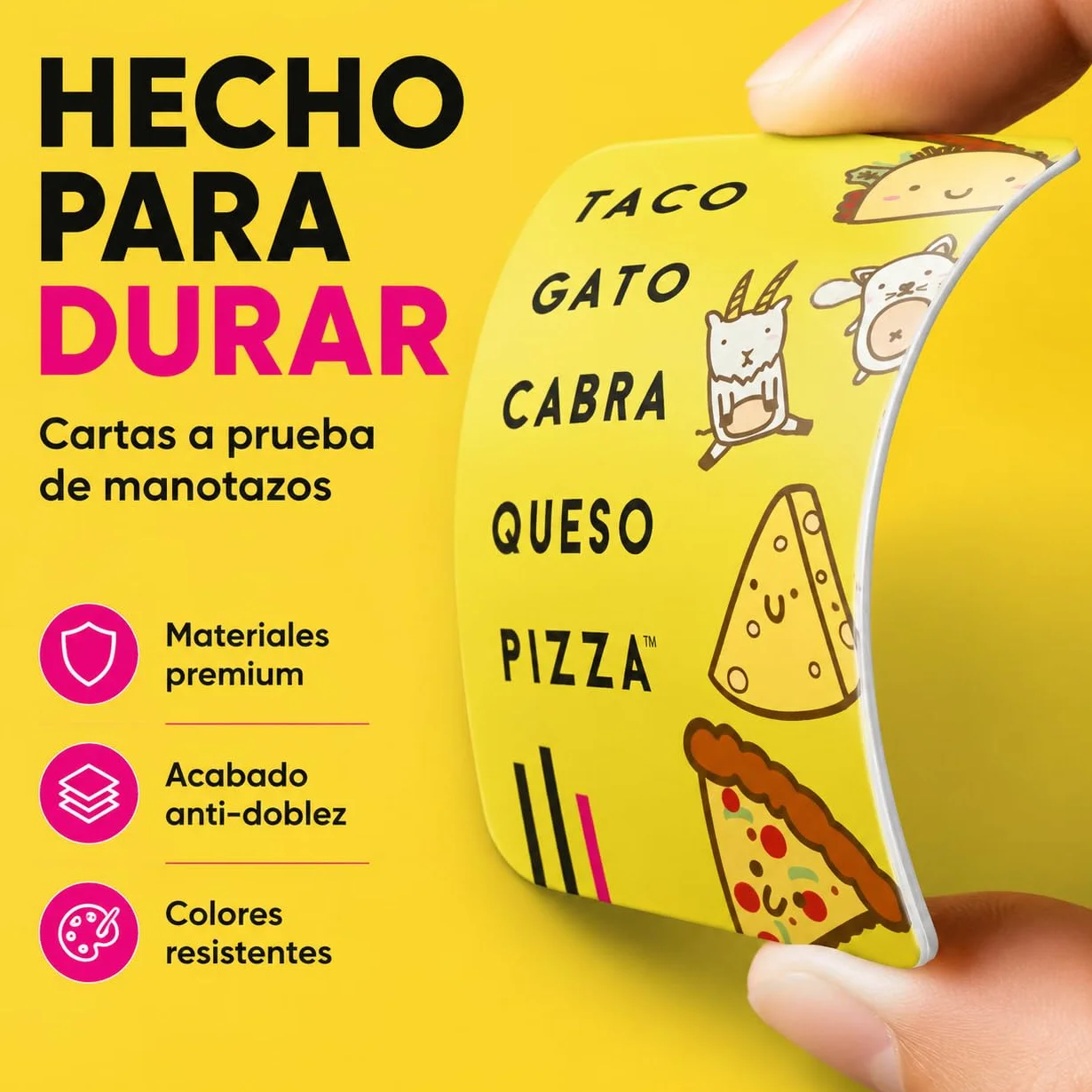 Ludilo Taco Gato Cabra Queso Pizza Juego de Cartas para Niños 8+ Años 3-8 Jugadores 60 Cartas