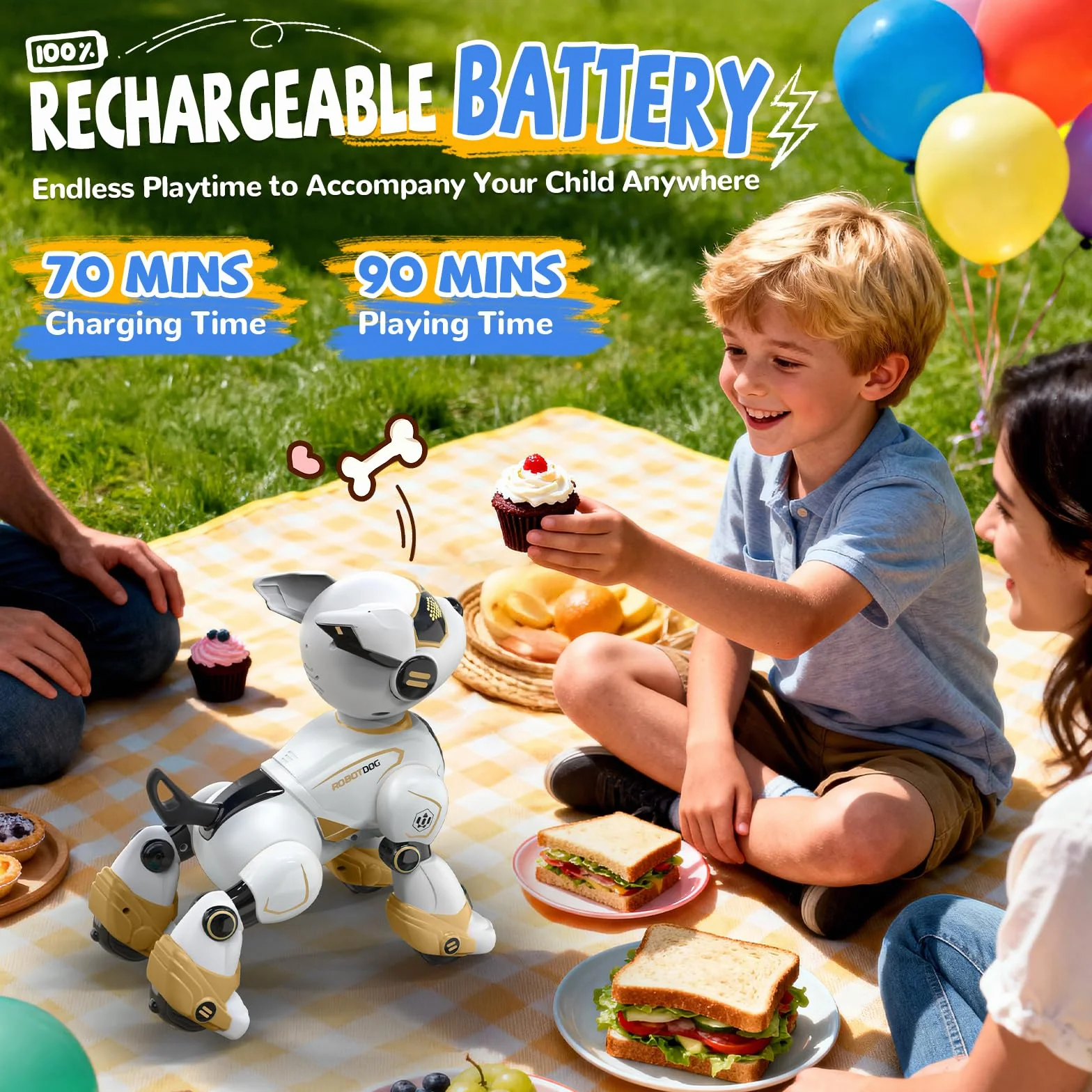 Perro Robot Inteligente Teledirigido con Control Gestual y por Voz, Juguete Interactivo para Canto, Baile, Yoga, Acrobacias - Regalos Ideales para Niños