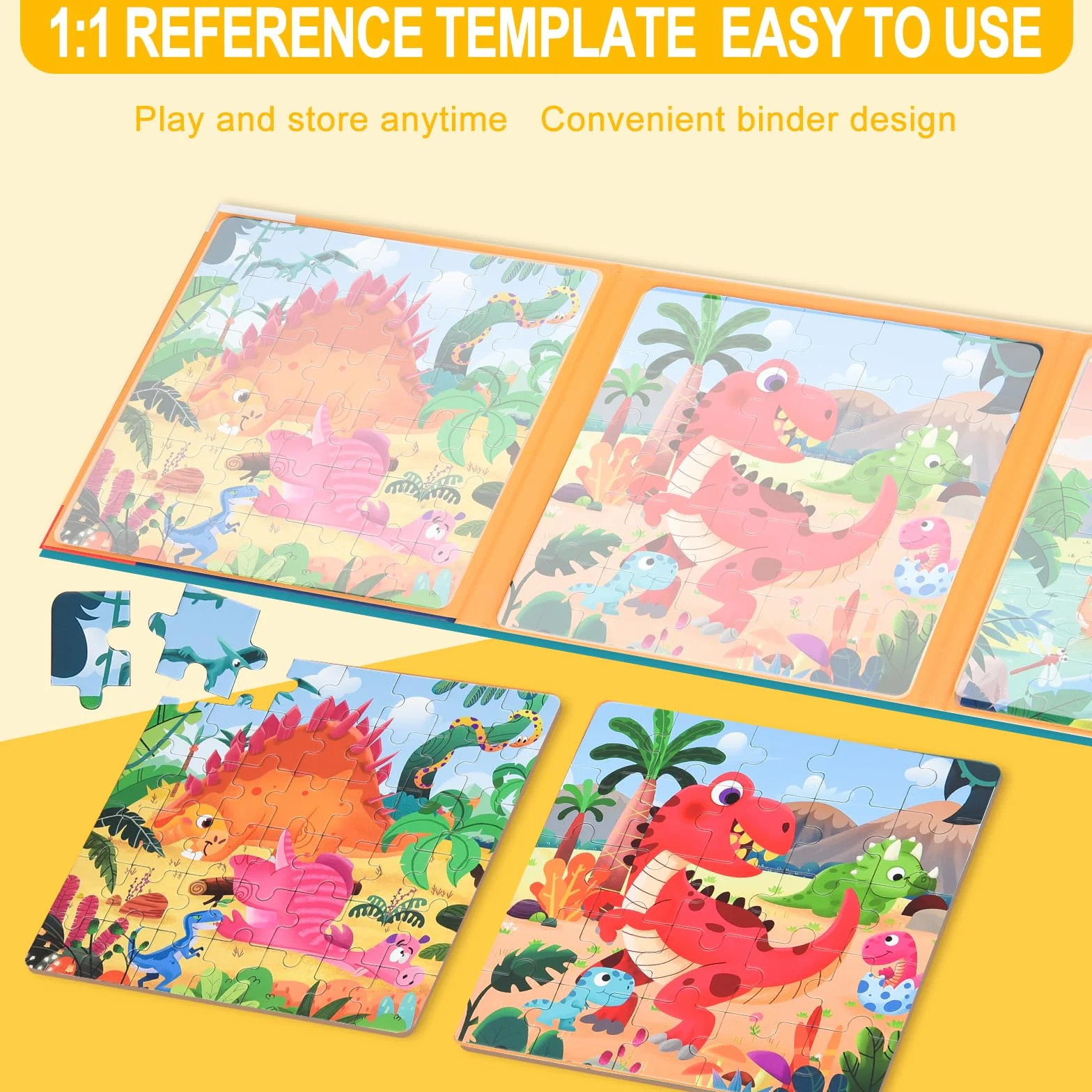 ASTARON Puzzle Magnético para Niños, Rompecabezas de Dinosaurios 25-30-42 Piezas, Juguetes de Viaje Educativos