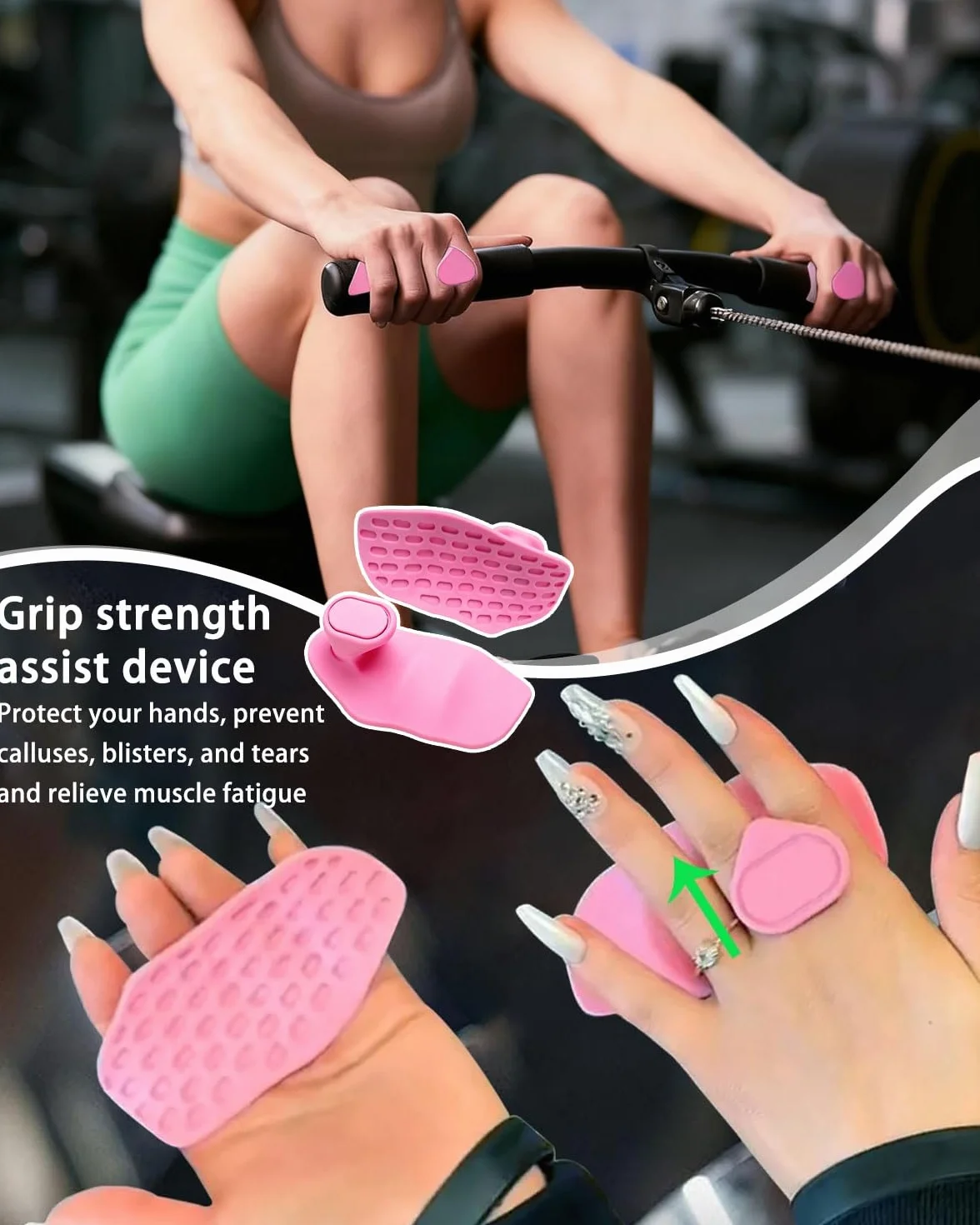 Guantes Gimnasio Hombre Antideslizante Protección Palma Empuñaduras Levantamiento sin Dedos Rosa 2Pcs