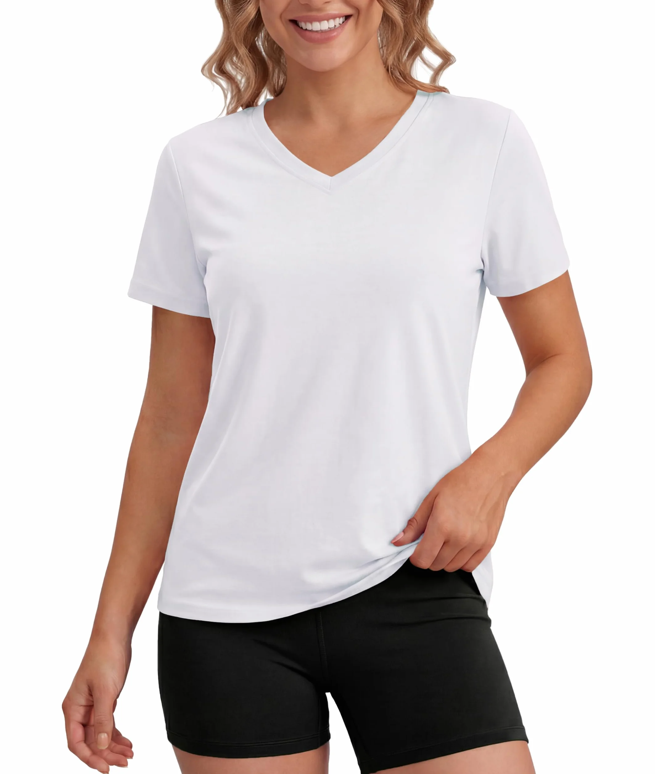 MAGCOMSEN Camisetas Deportivas Mujer Manga Corta UPF 50+ V Cuello Transpirable Secado Rápido