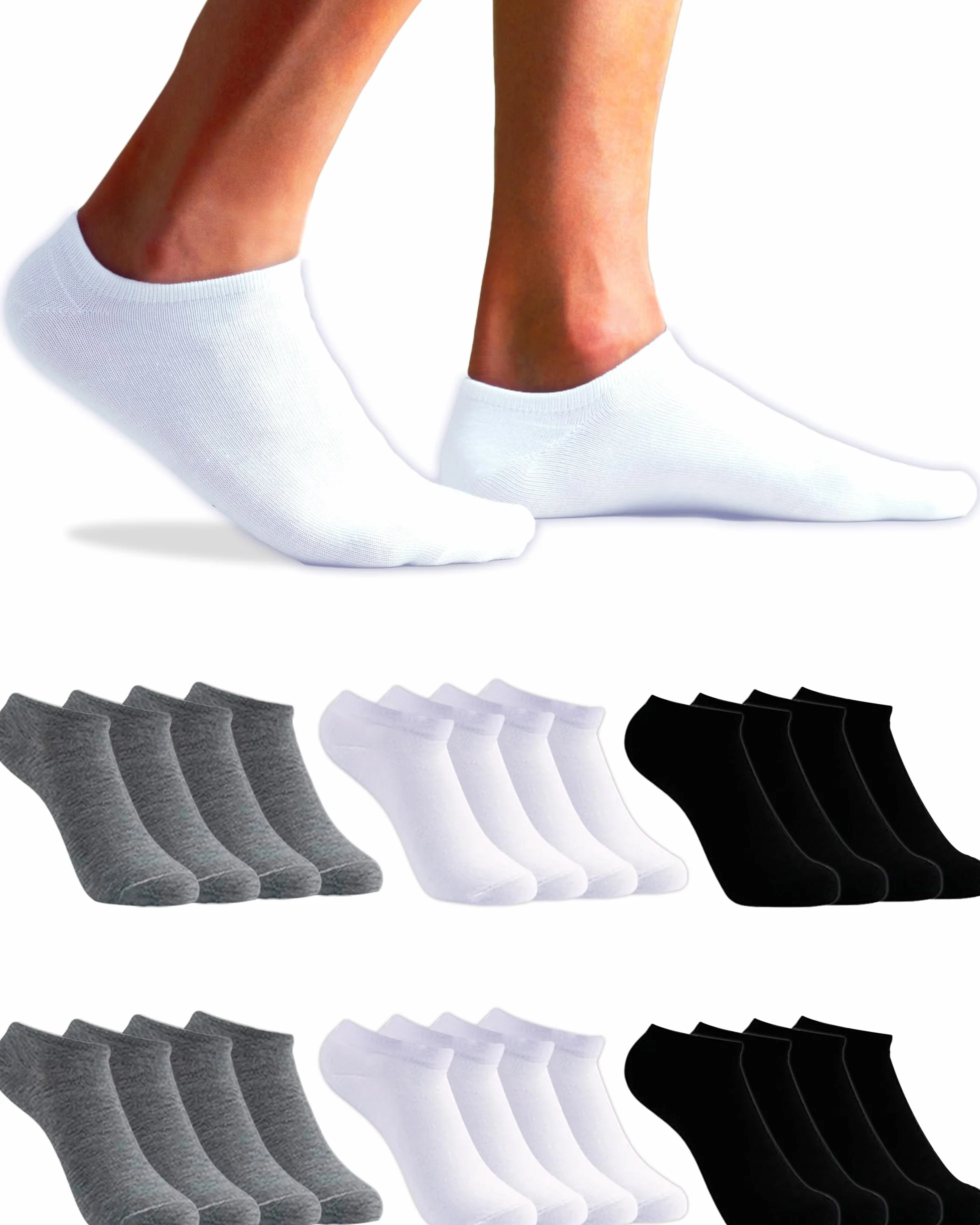 Topline Calcetines Tobilleros Hombre Mujer Cortos 12 Pares