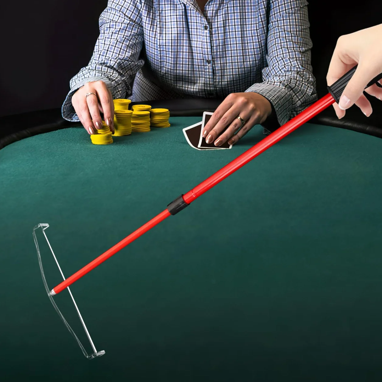 UPKOCH Chip-Stick - Juego de Chips de póquer para fichas de póquer, de plástico, Barra magnética, rake para fichas de póquer, póquer, Chip de póquer, Juego de Chips de plástico, Bandeja de Metal