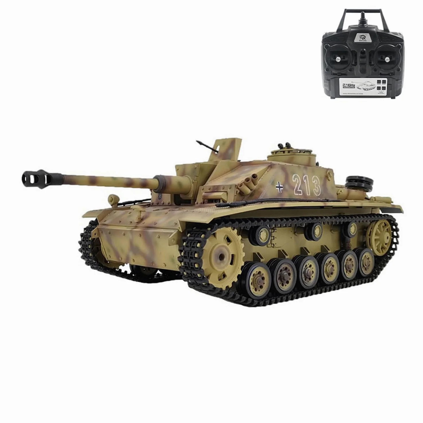 Henglong 1/16 7.0 Tanque de plástico RC alemán Stug III RTR modelo militar 3868 BB IR caja de cambios de acero Radio 1800 mAh batería juguetes de sonido