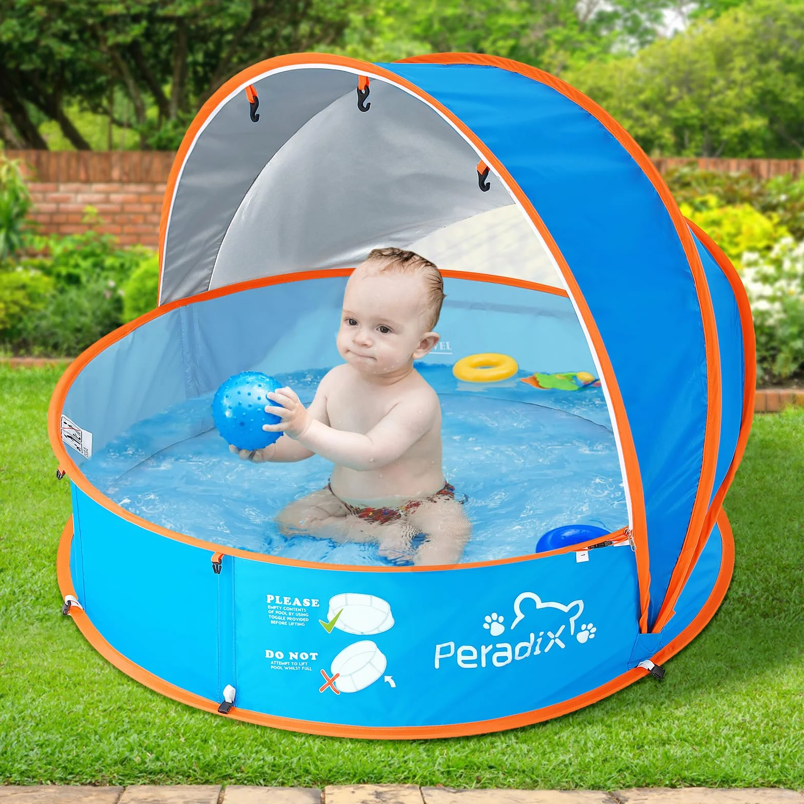 Peradix 4 en 1 Tienda para Bebés Piscina De Bolas Emergente, Tienda De Juegos Portátil para Niños Piscina para Bolas Tienda De Protección Solar Piscina Infantil para Bebés Al Aire Libre Interior, Bule